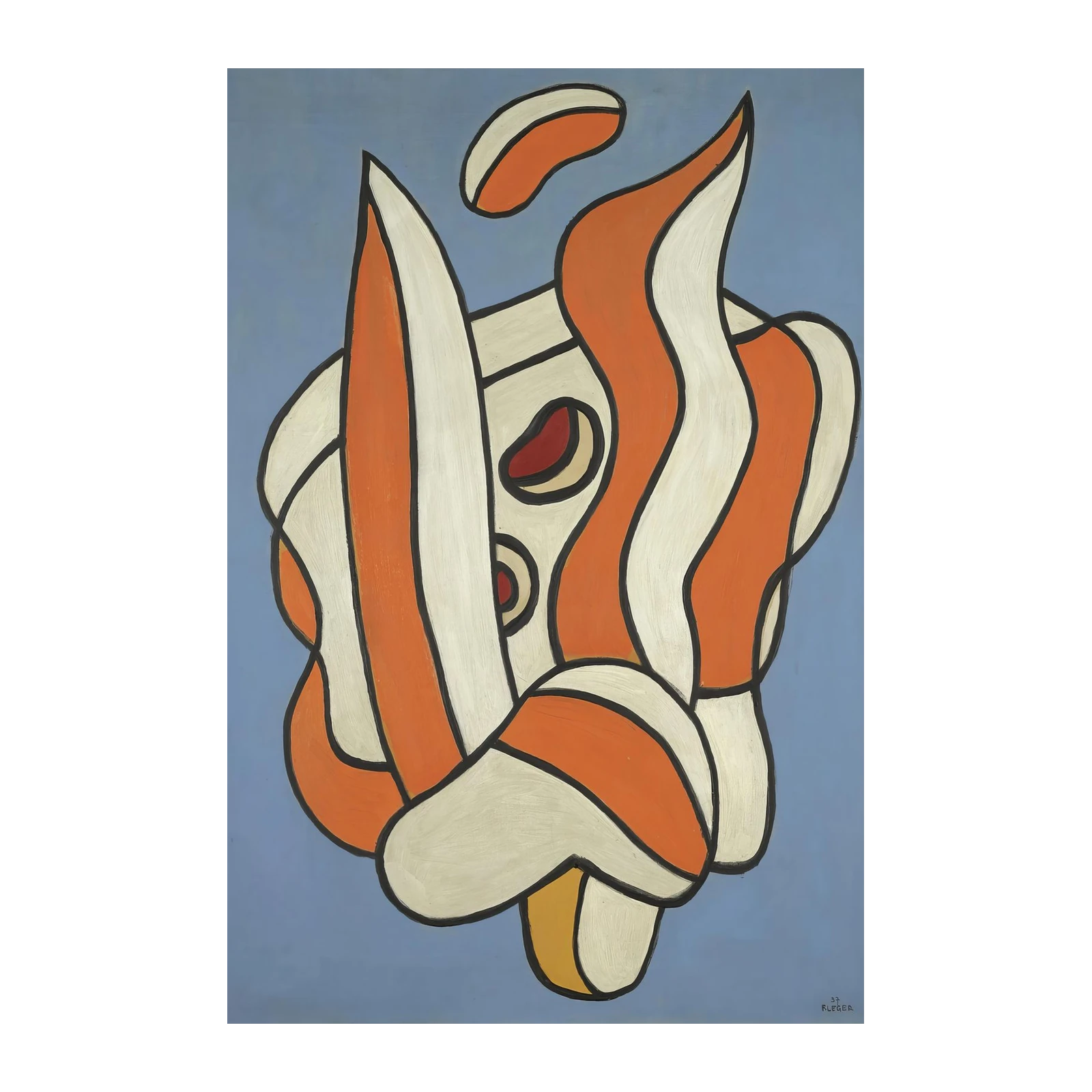 Abstract Orange & White Organic Form Wall Art