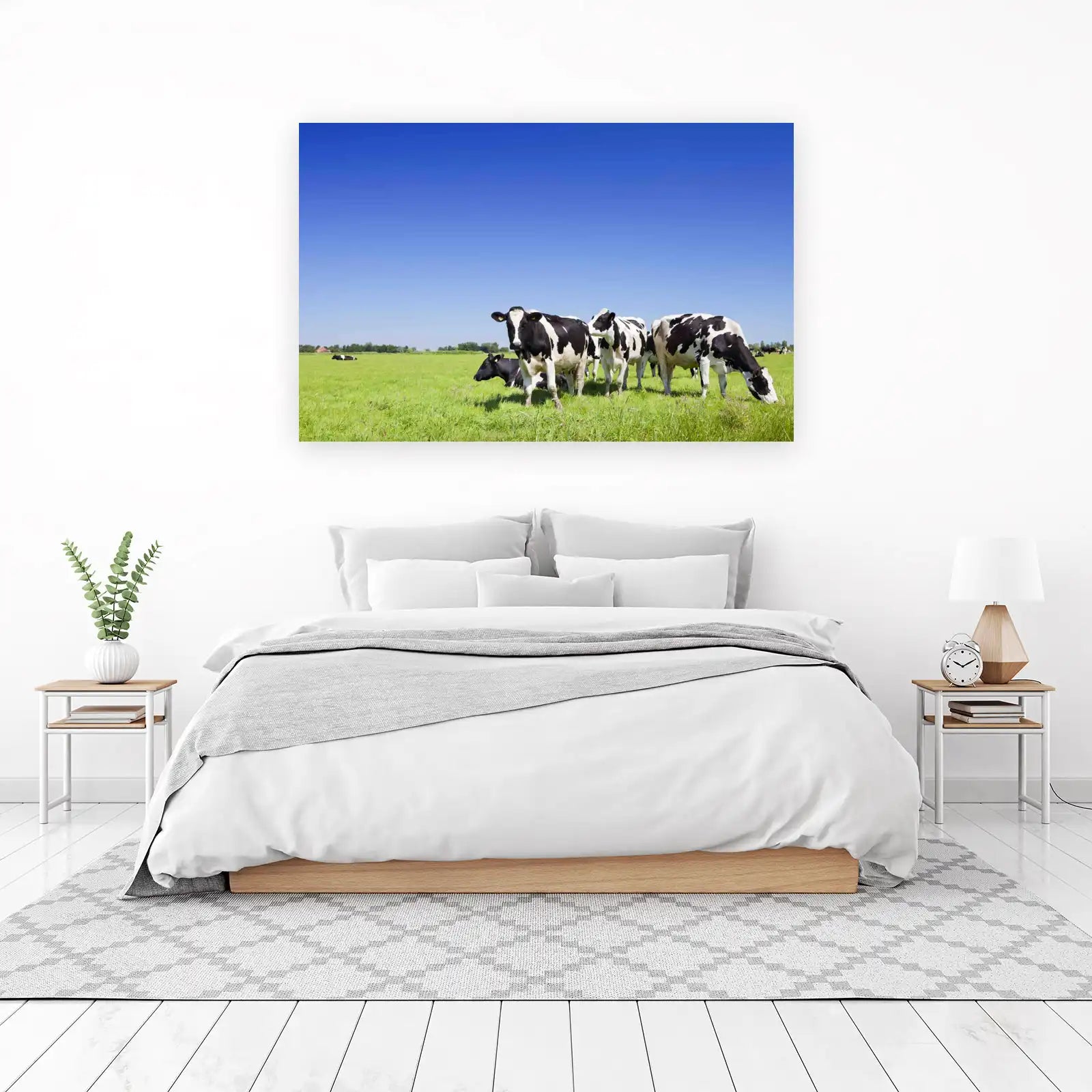 Herd of Cows in Green Field Wall Art