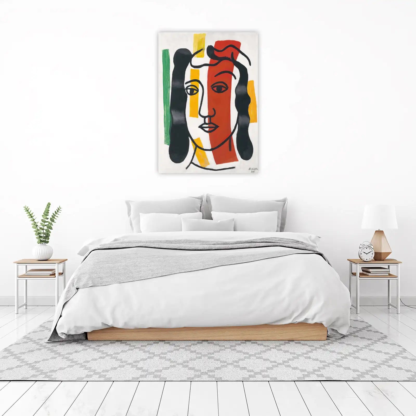 Bold Abstract Portrait with Red & Yellow Wall Art