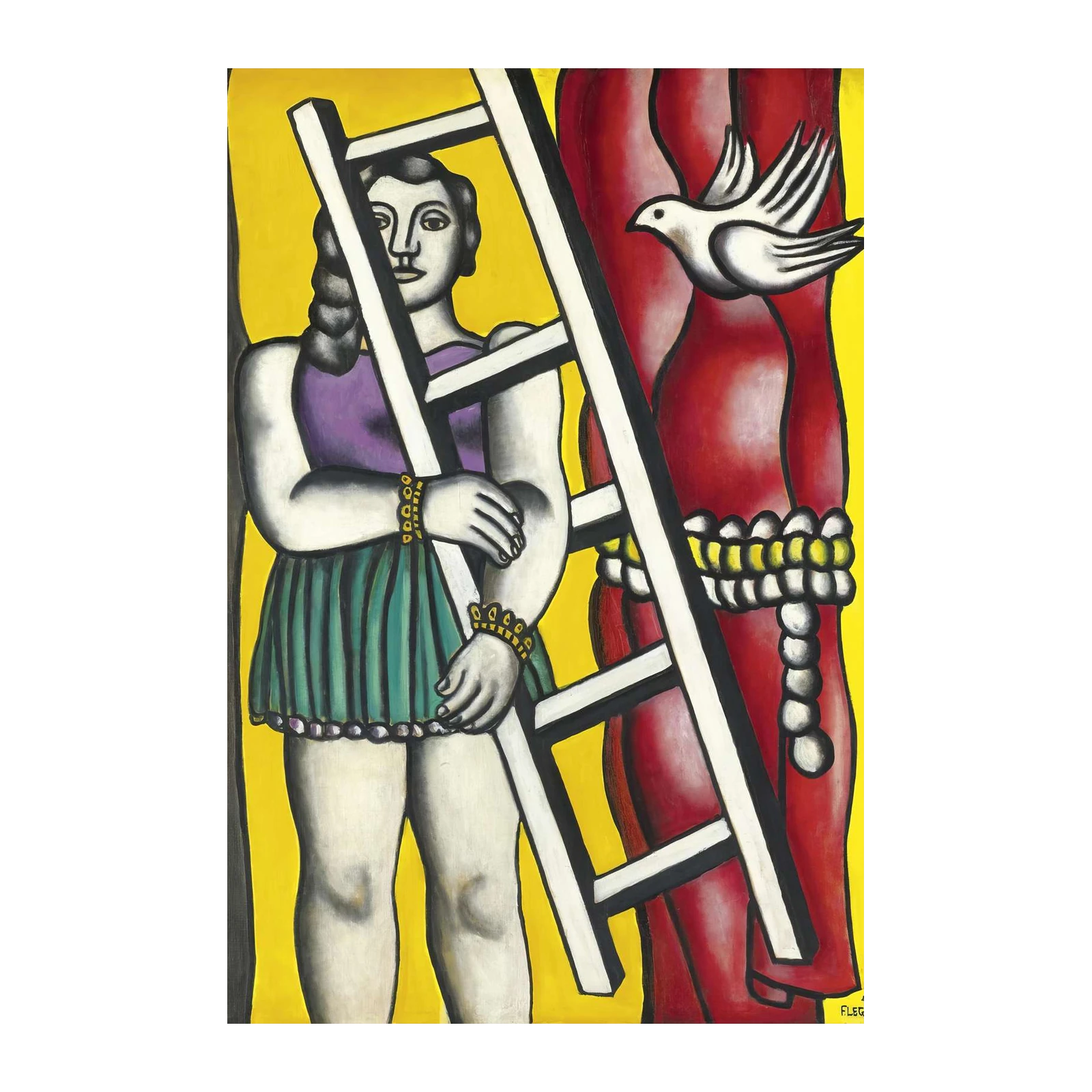 Bold Figure Ladder Dove Art Wall Art