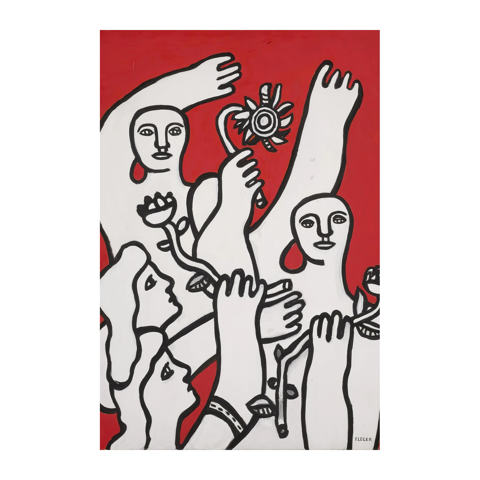 Vibrant Figures with Flowers Wall Art