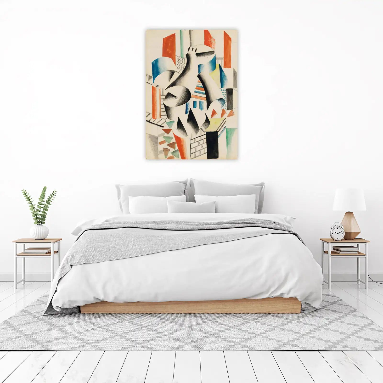 Abstract Geometric Red Blue Wall Art