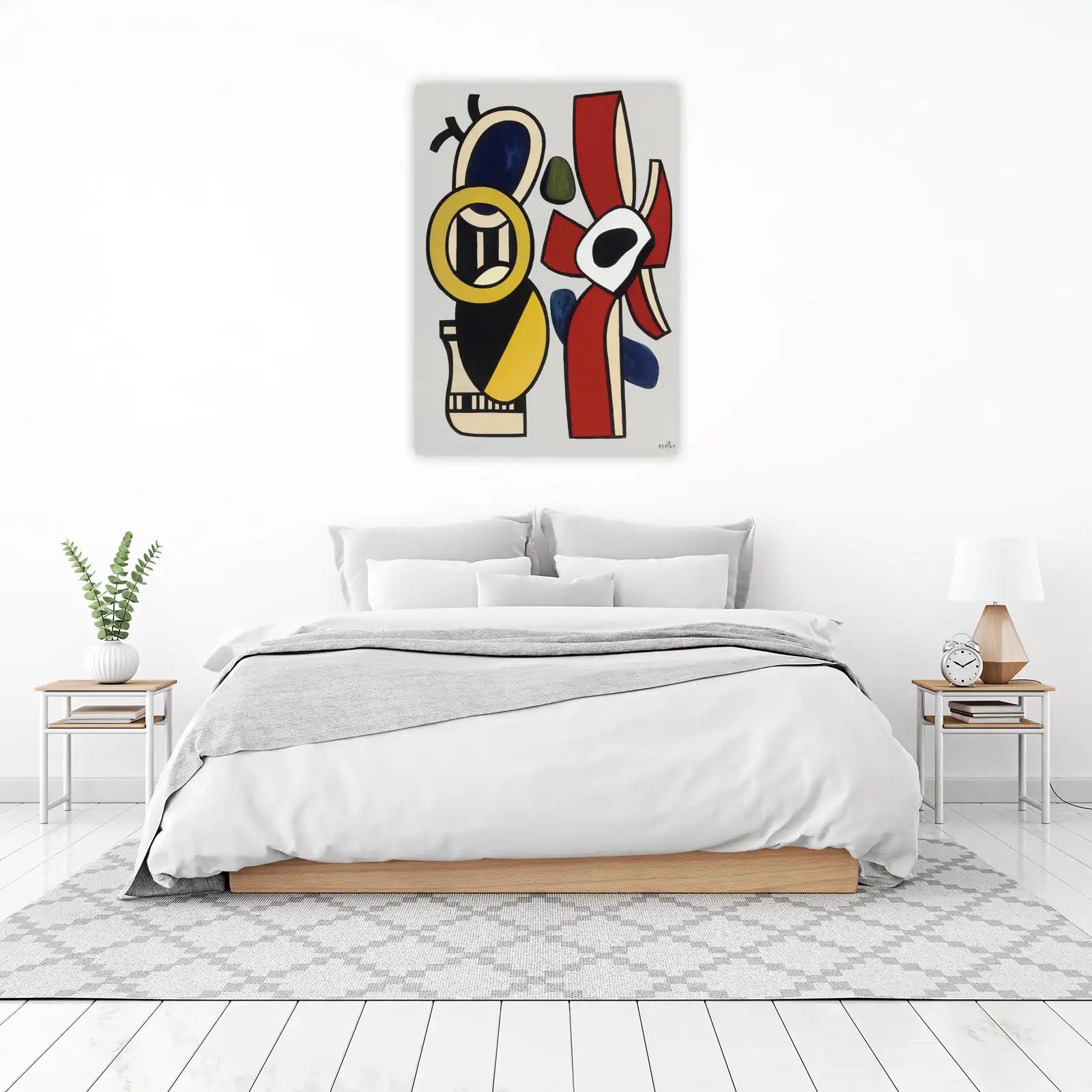 Abstract Geometric Red & Yellow Wall Art