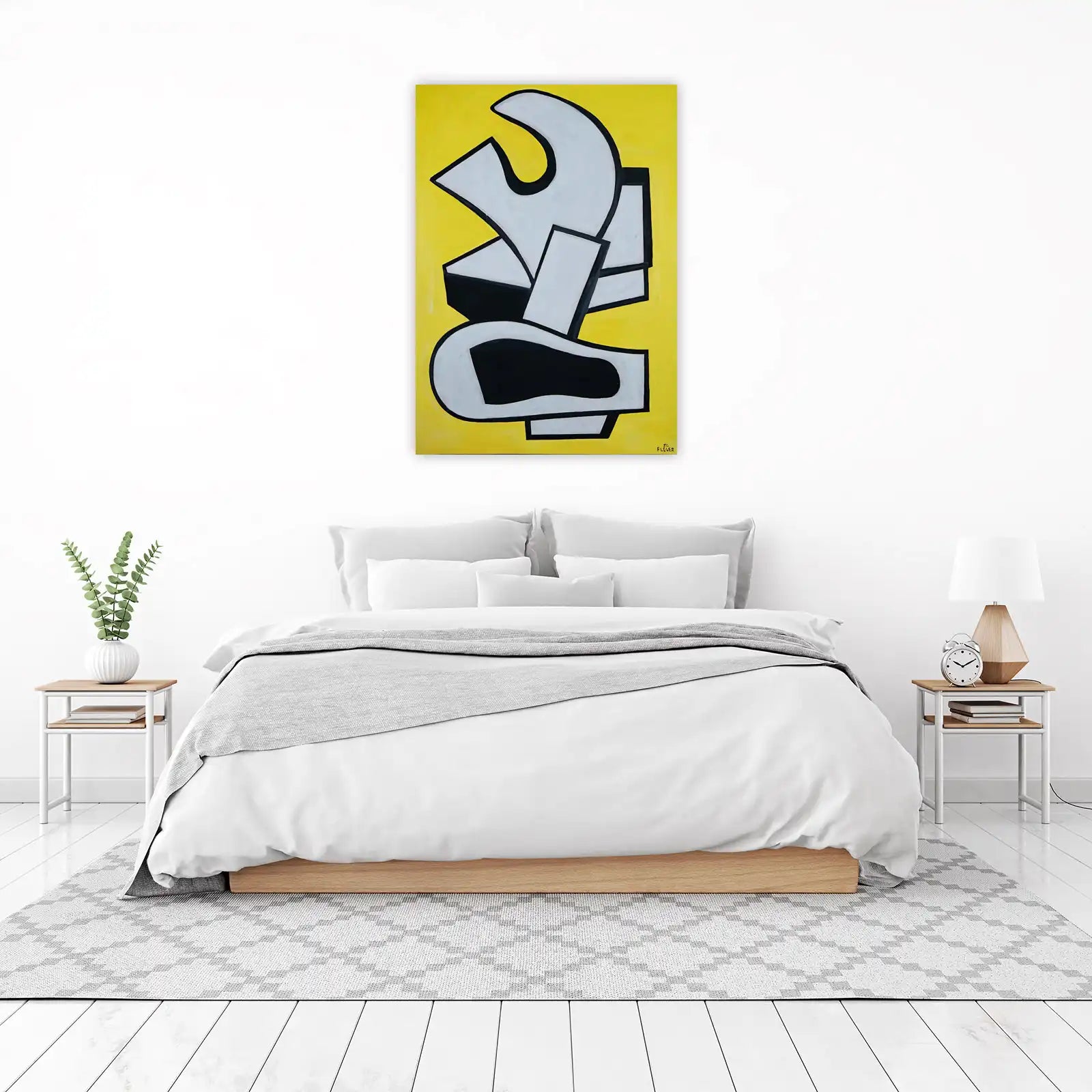 Bold Geometric Abstract Yellow Wall Art