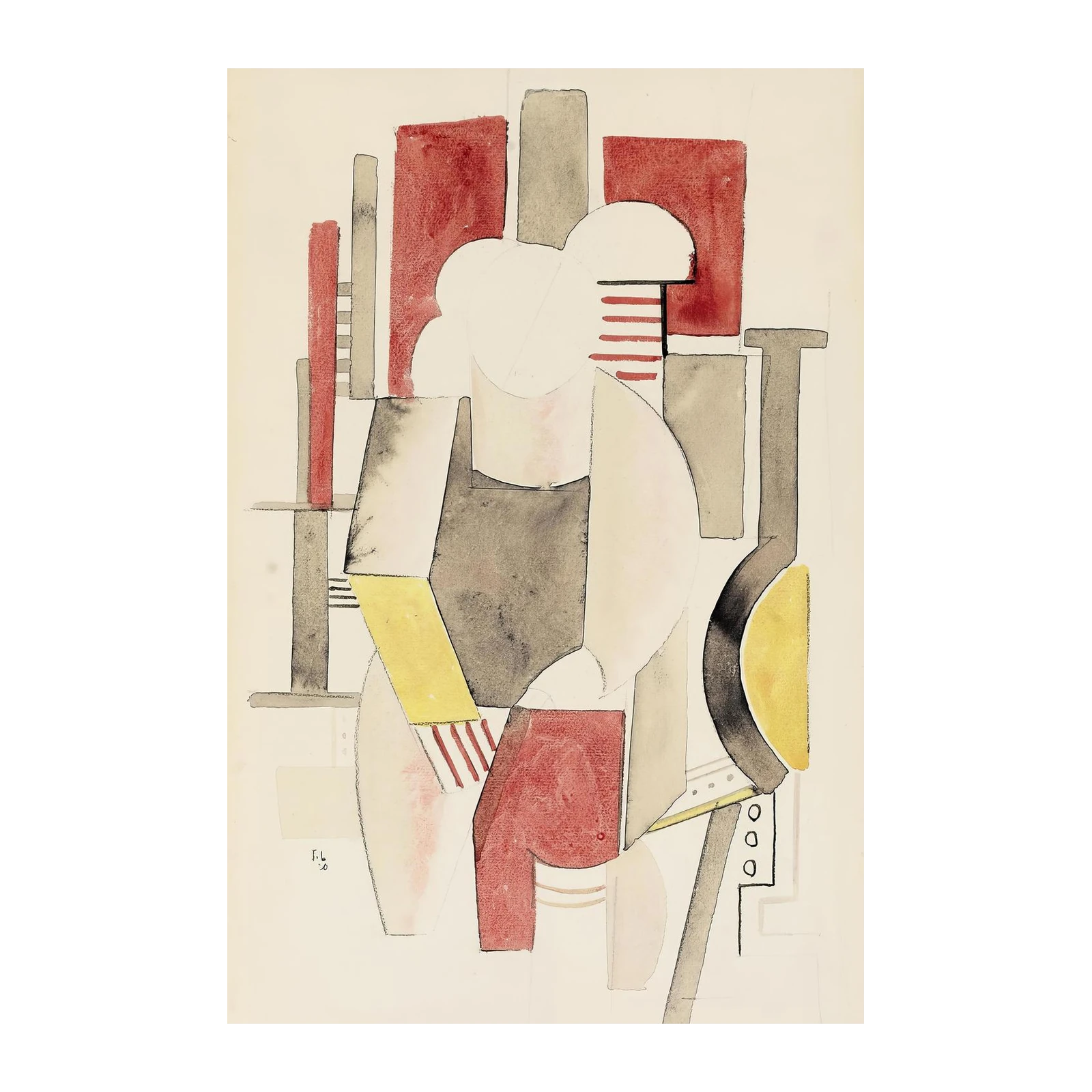 Abstract Mid-Century Style Red & Yellow Wall Art