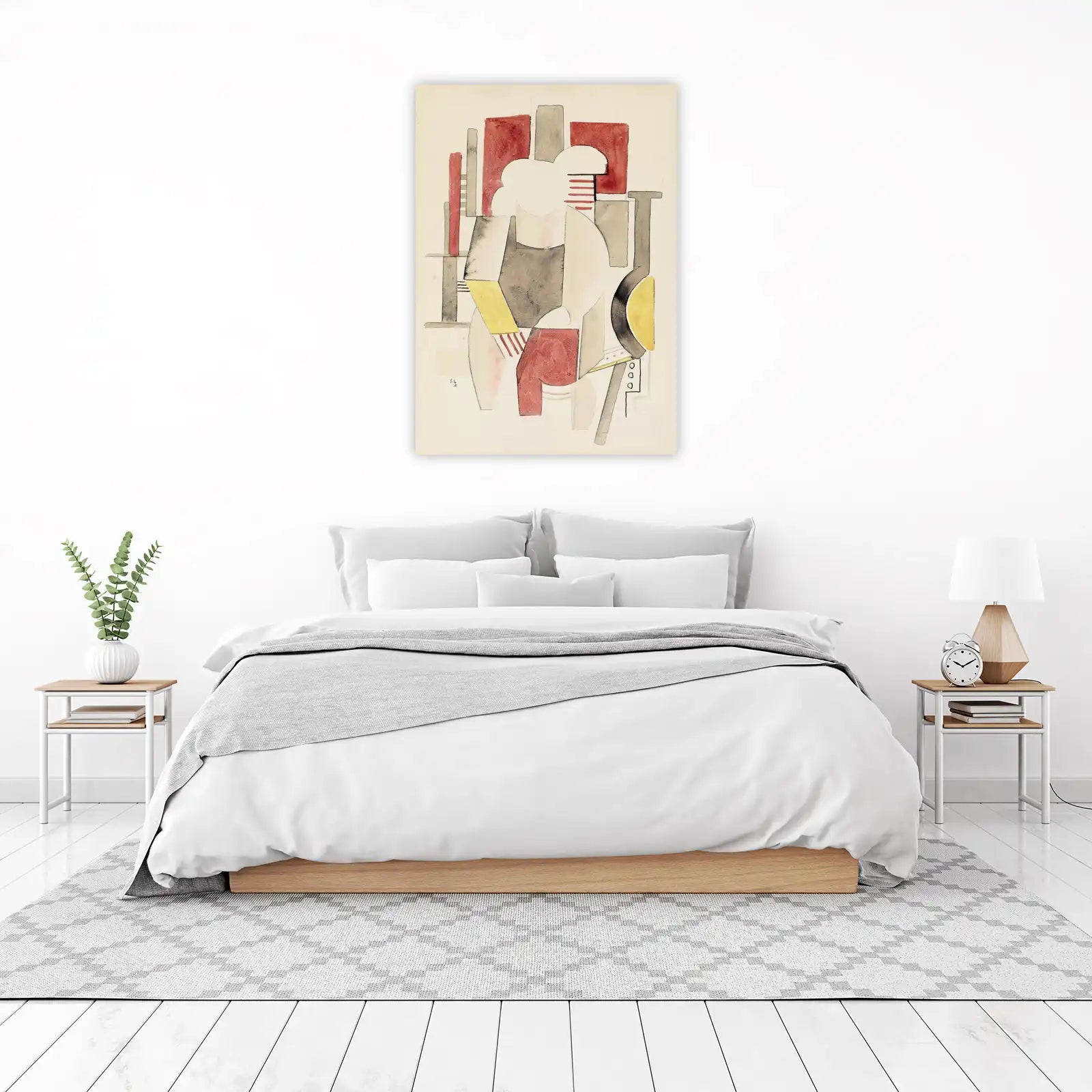 Abstract Mid-Century Style Red & Yellow Wall Art