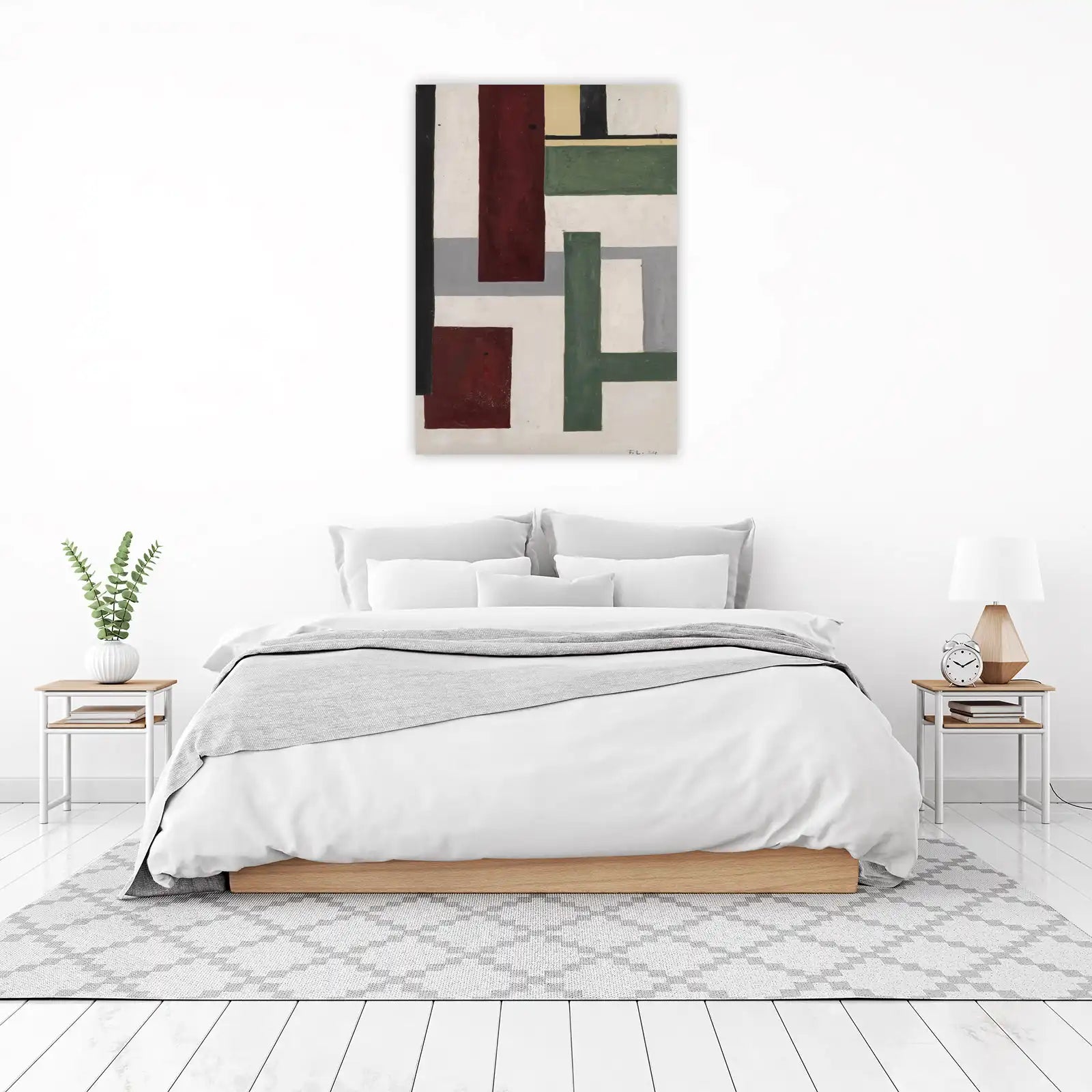 Abstract Geometric Red Green Wall Art