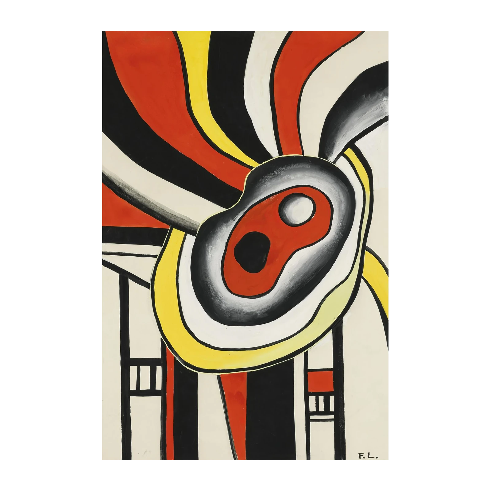 Modern Abstract Red Yellow Black Wall Art