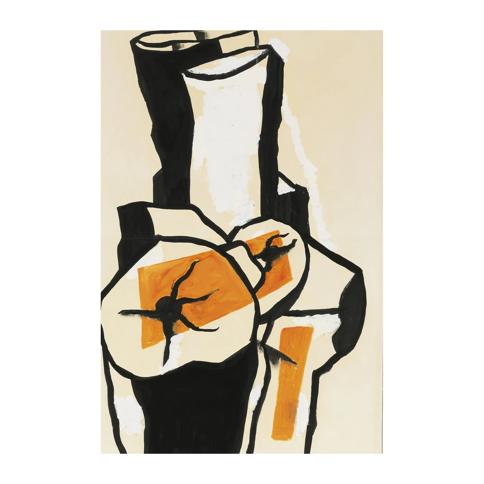 Abstract Orange & Black Figurative Wall Art