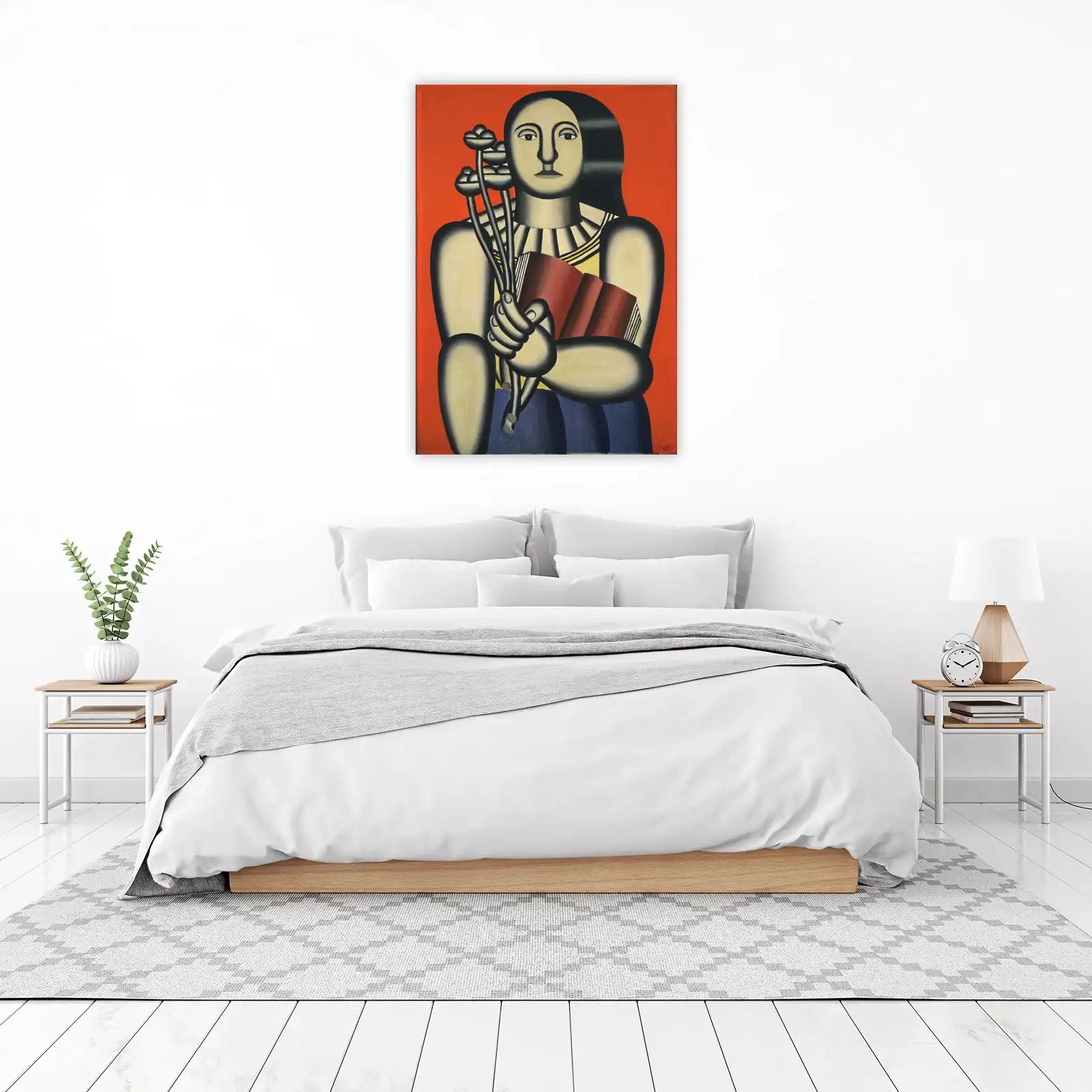 Modern Woman with Flowers & Book Wall Art