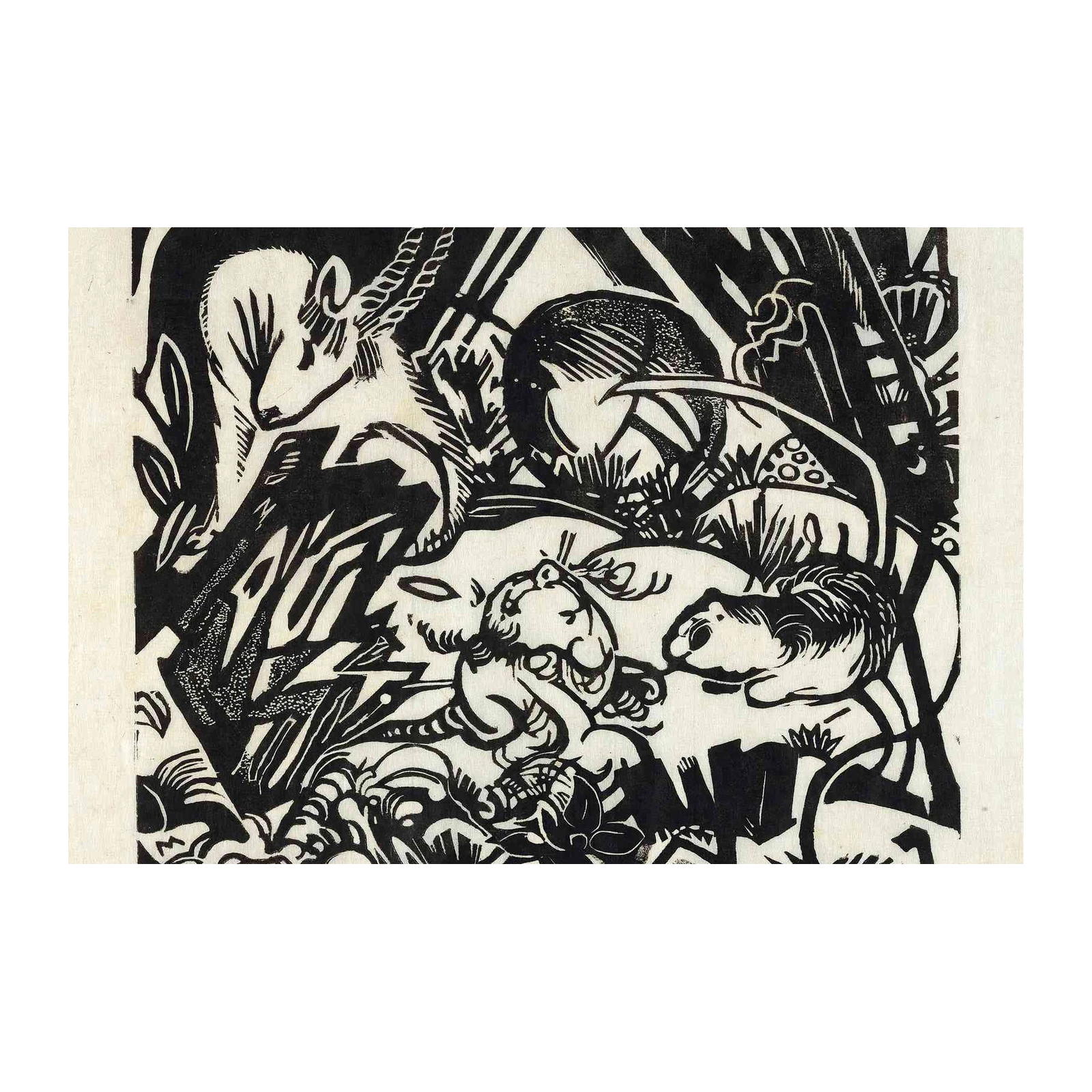 Whimsical Woodland Animals Black & White Wall Art