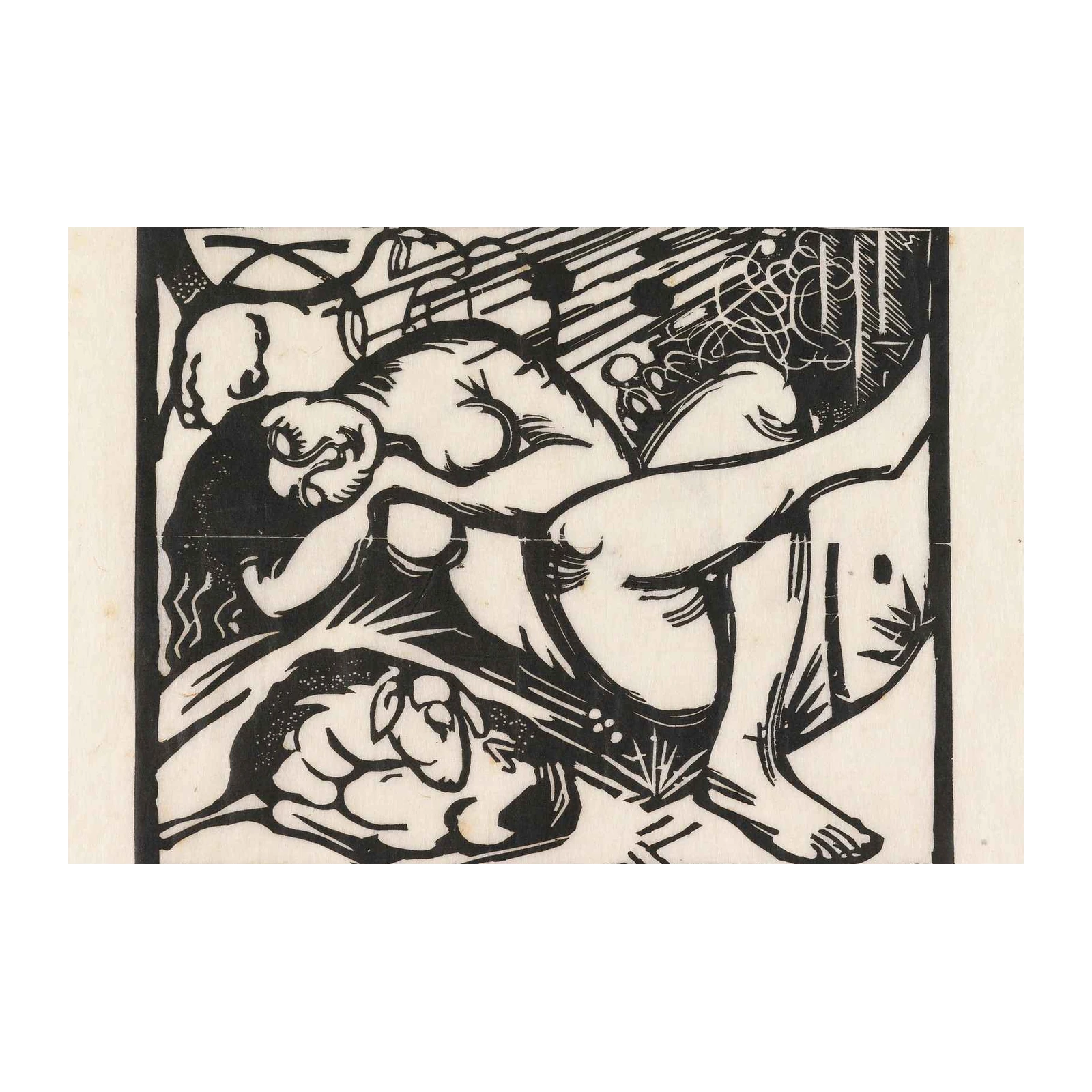 Expressionist Nude & Sheep Wall Art