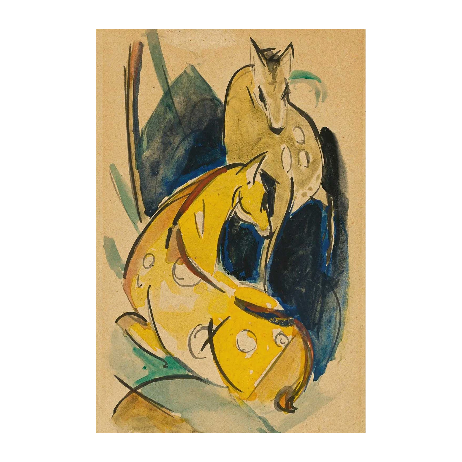 Abstract Horse Duo Watercolor Wall Art