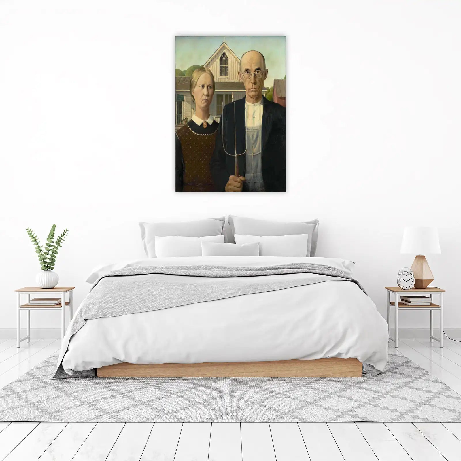 American Gothic Couple Pitchfork Wall Art