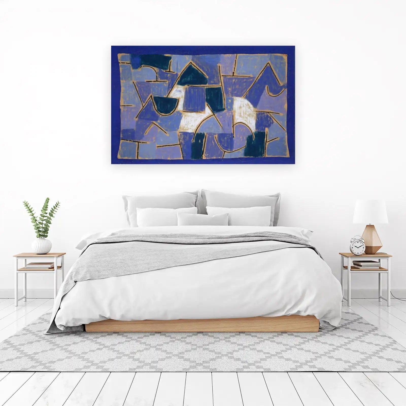 Abstract Blue Geometric Forms Wall Art