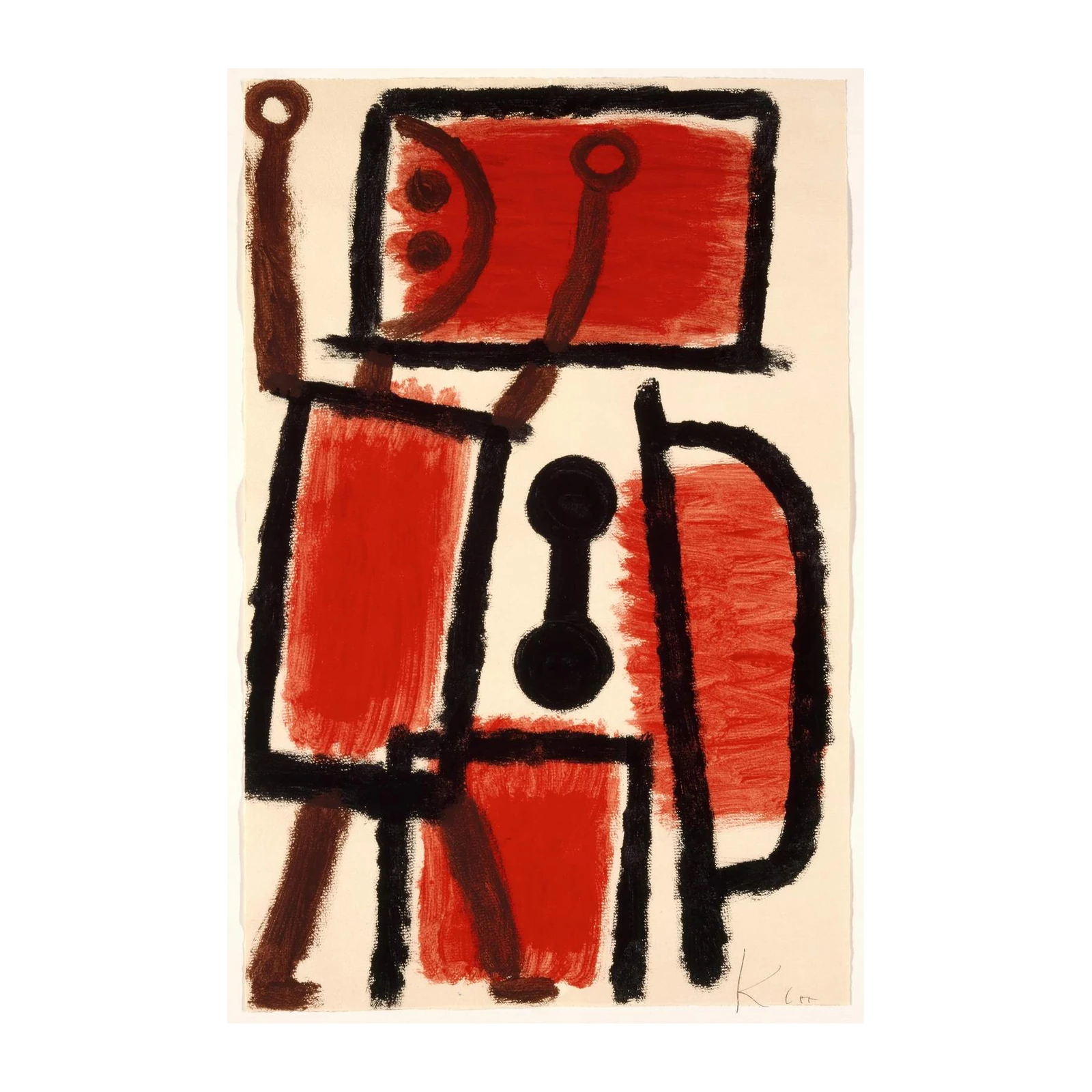 Bold Red Abstract Figure Wall Art