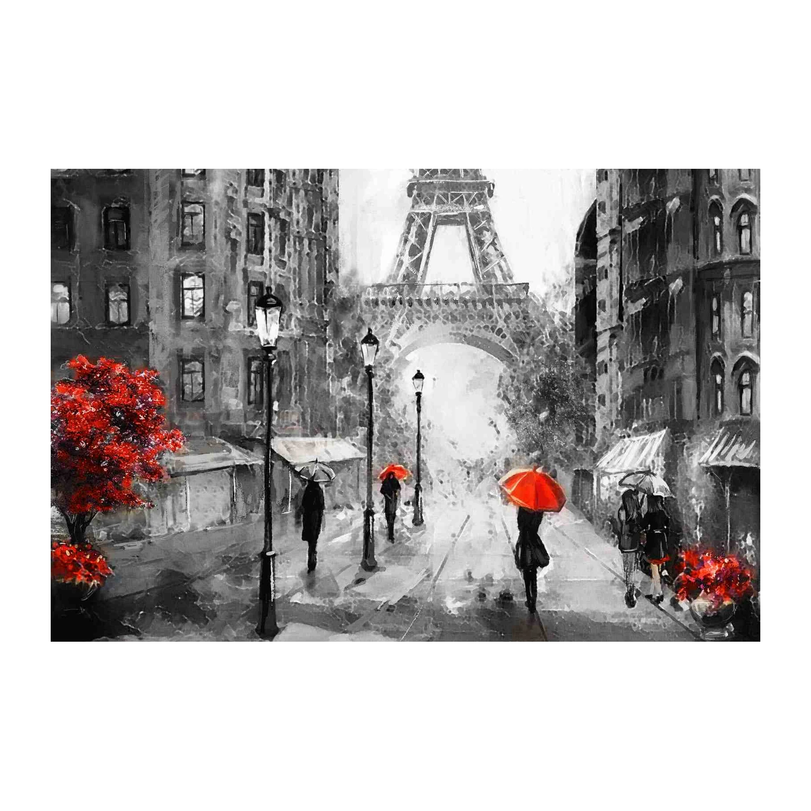 Parisian Rain Red Umbrella Wall Art