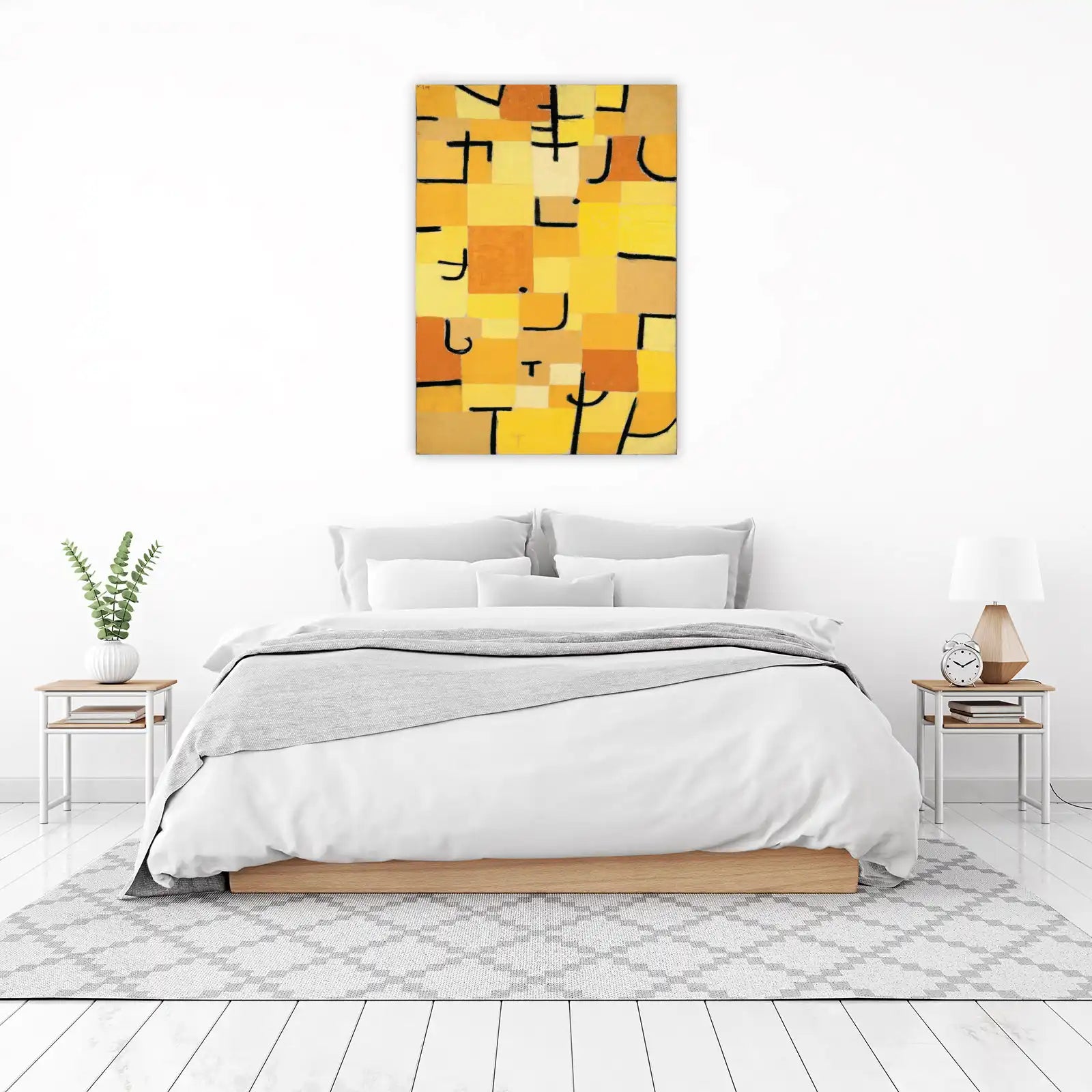 Abstract Yellow Squares & Lines Wall Art