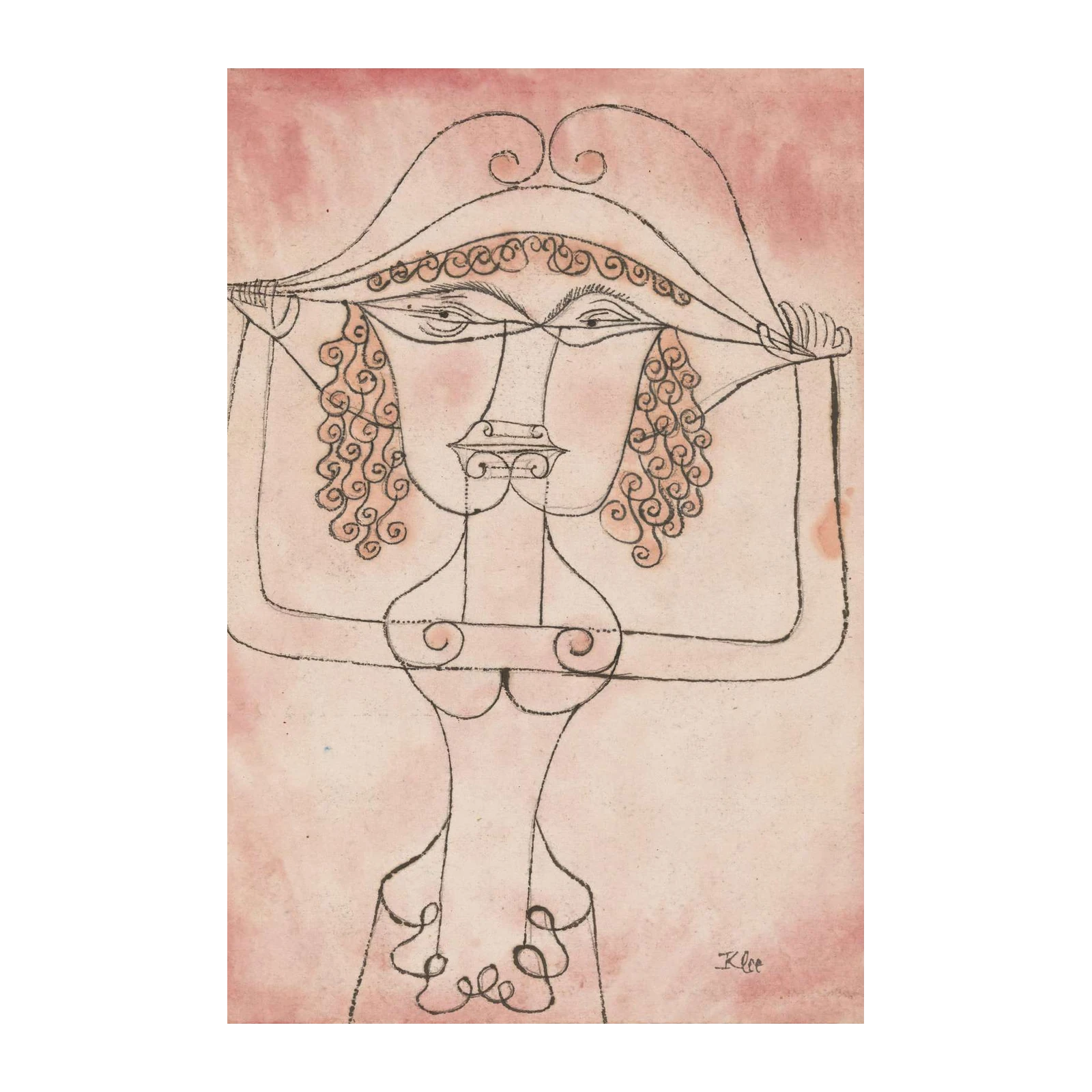Abstract Face Pink Swirls Wall Art
