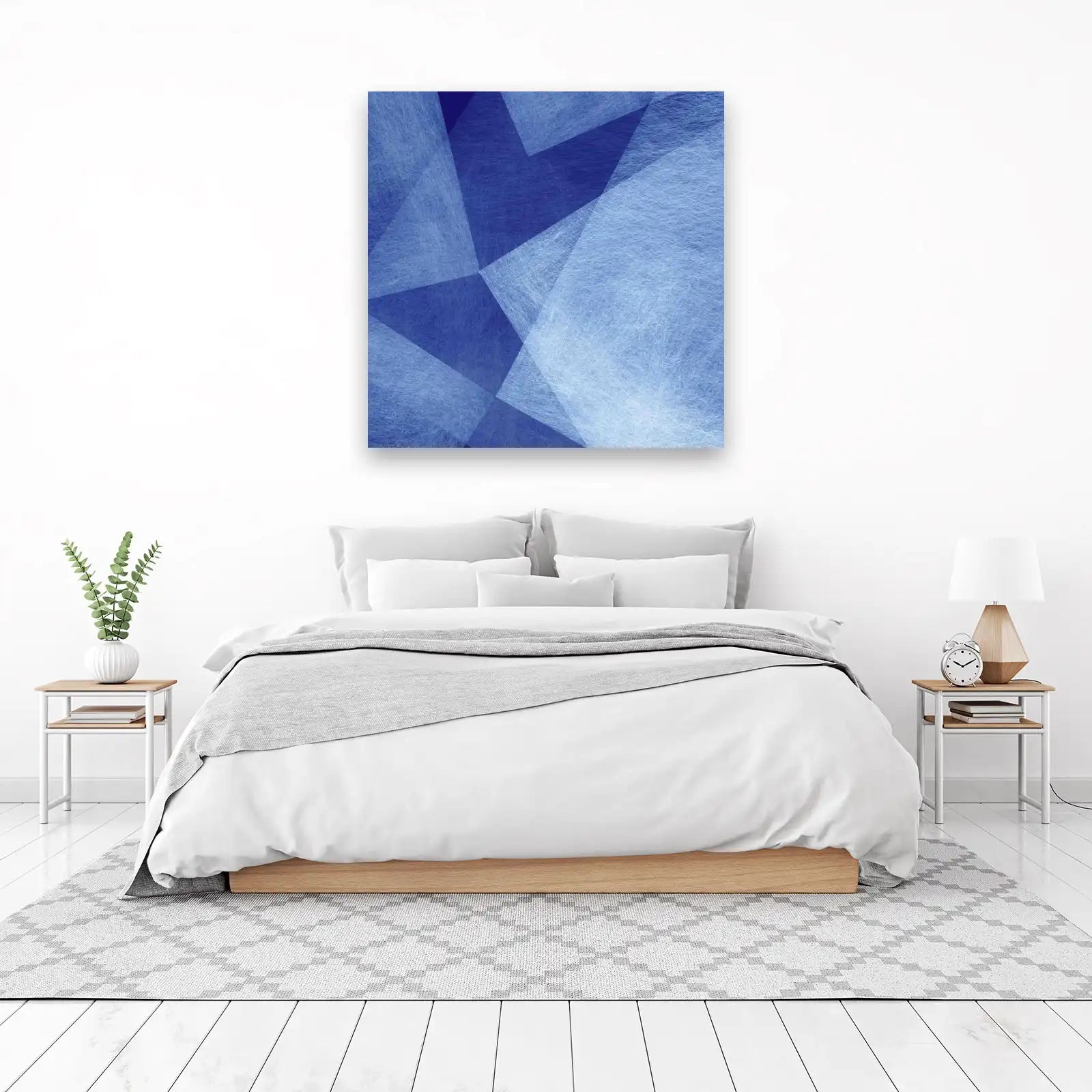 Abstract Geometric Blue Paper Texture Wall Art