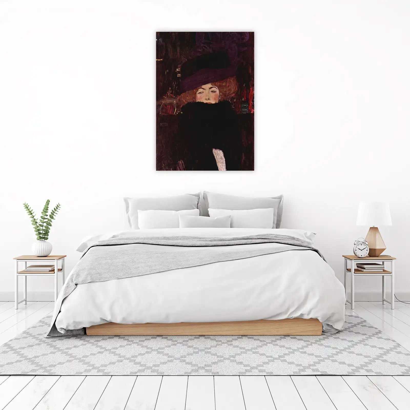Elegant Lady in Hat Gustav Klimt Style Wall Art