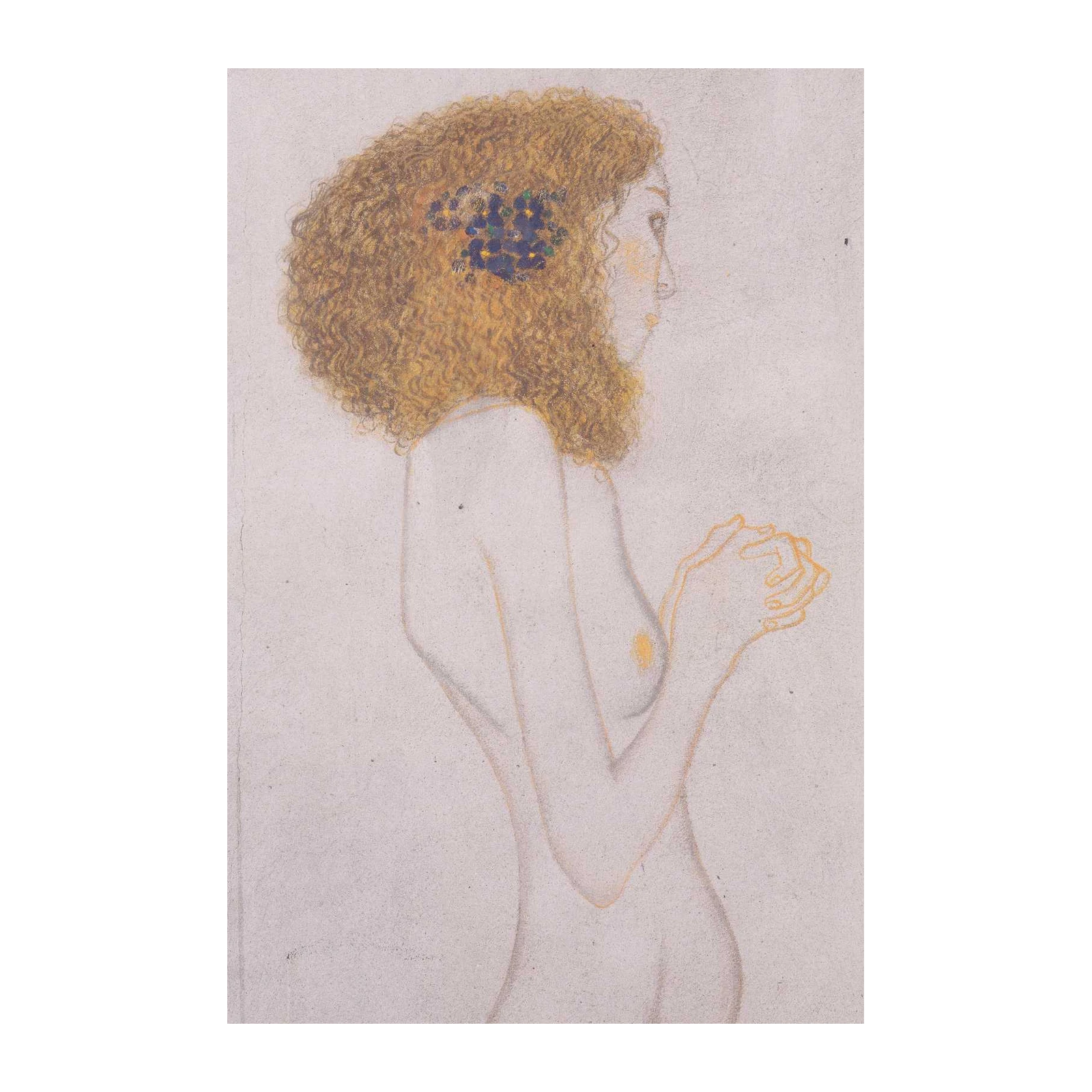 Elegant Woman Portrait Gold & Blue Wall Art
