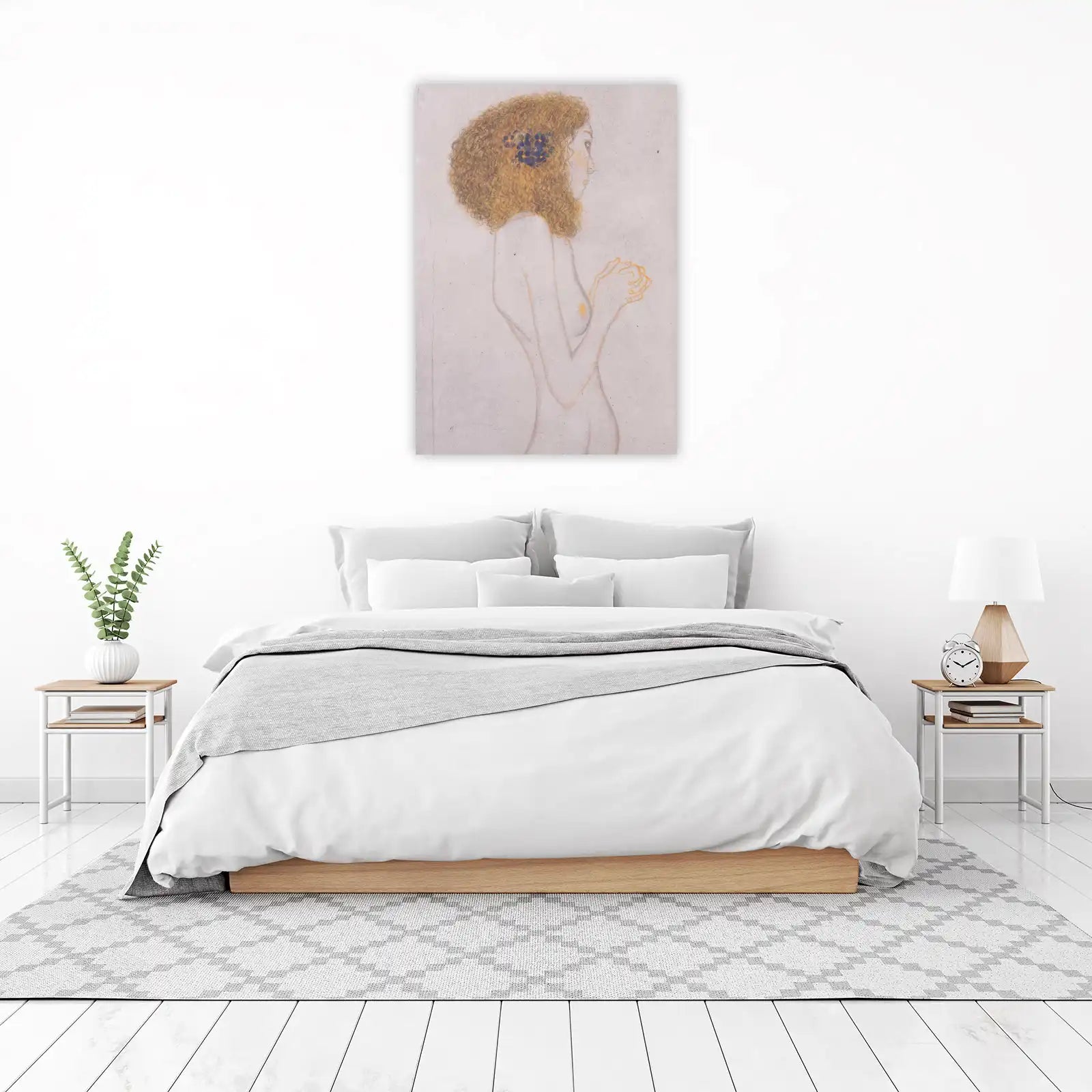Elegant Woman Portrait Gold & Blue Wall Art