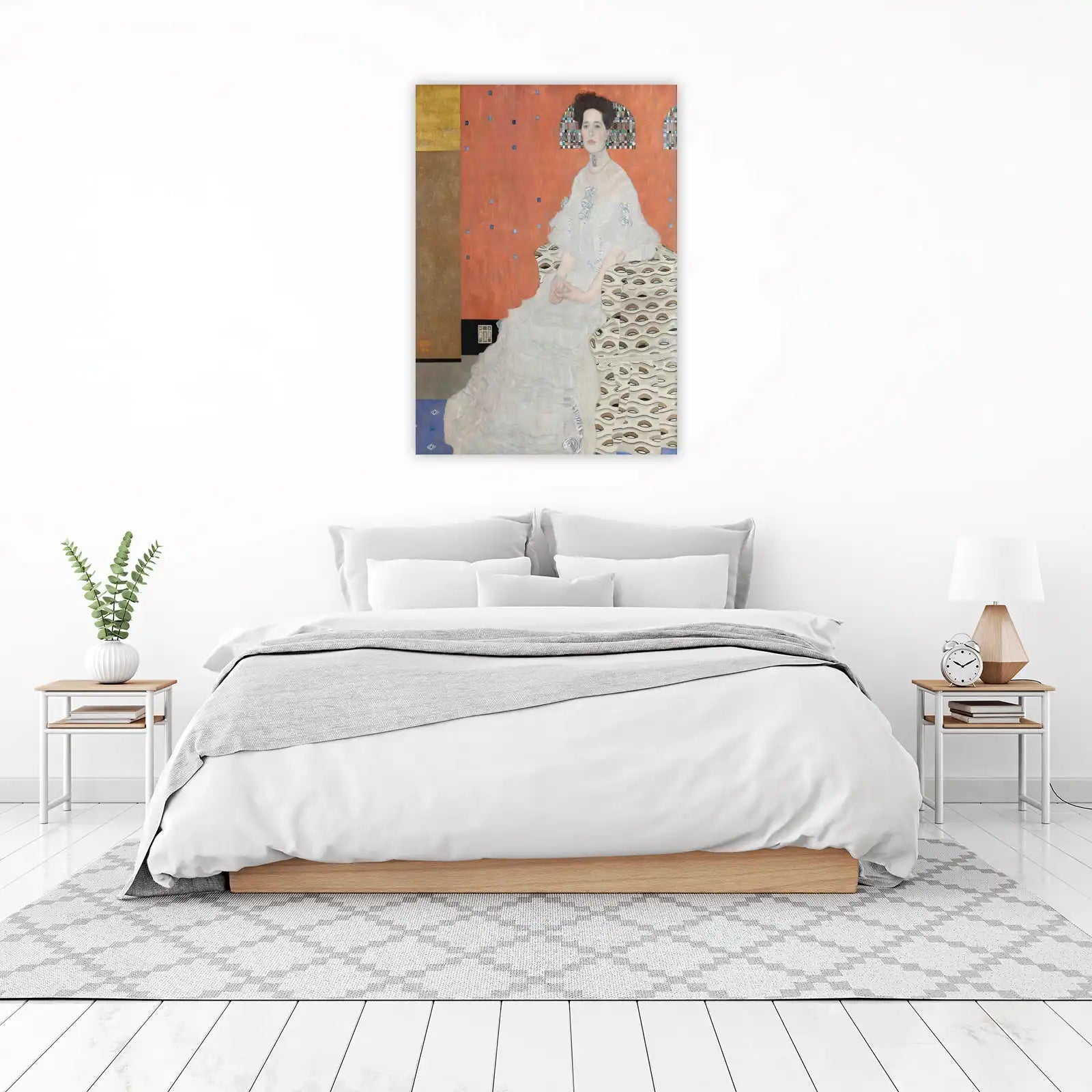 Elegant Portrait Woman White Gown Wall Art