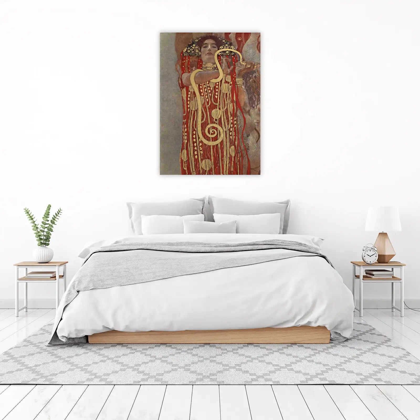 Elegant Woman Snake Gold Red Art Wall Art