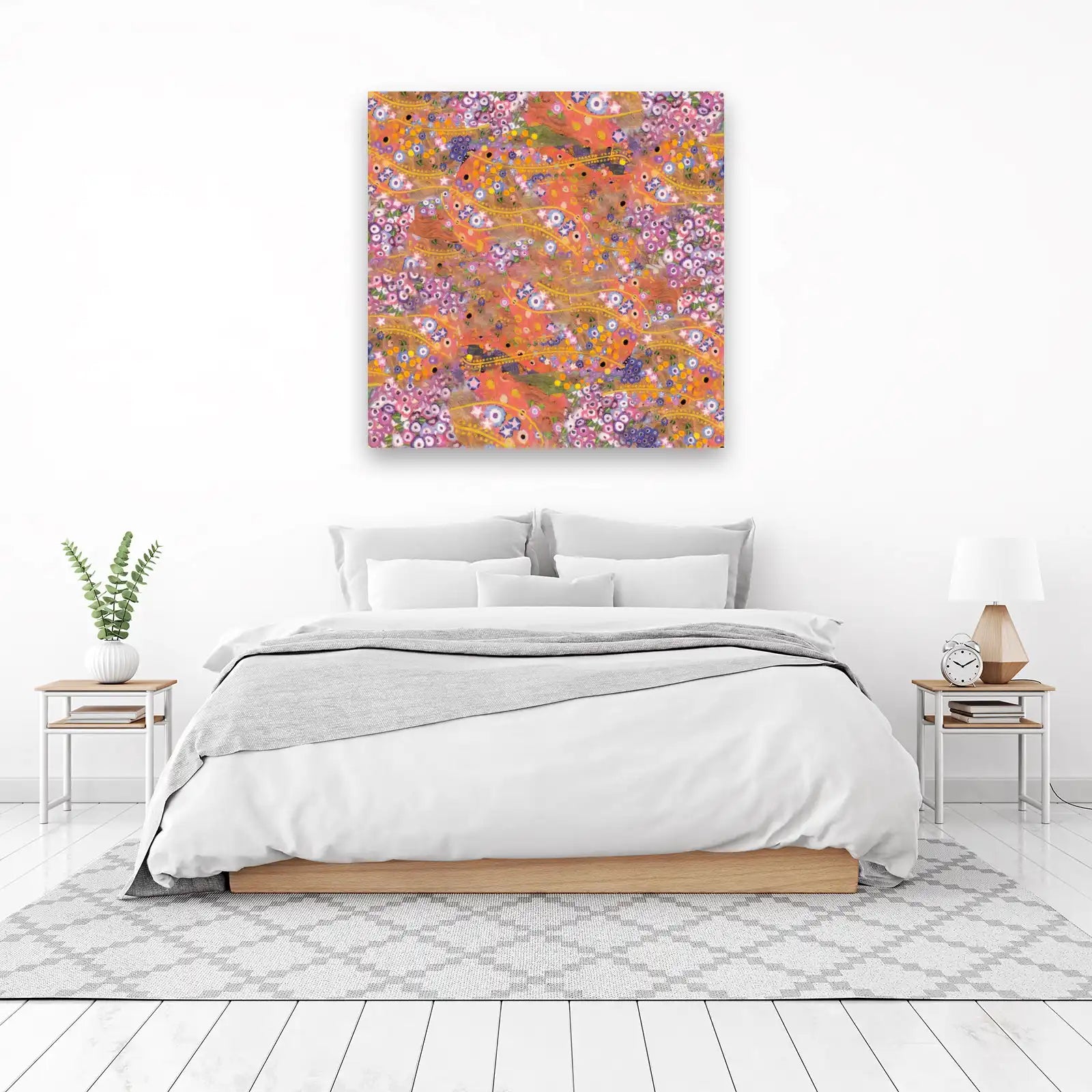 Klimt Inspired Floral Swirls Wall Art