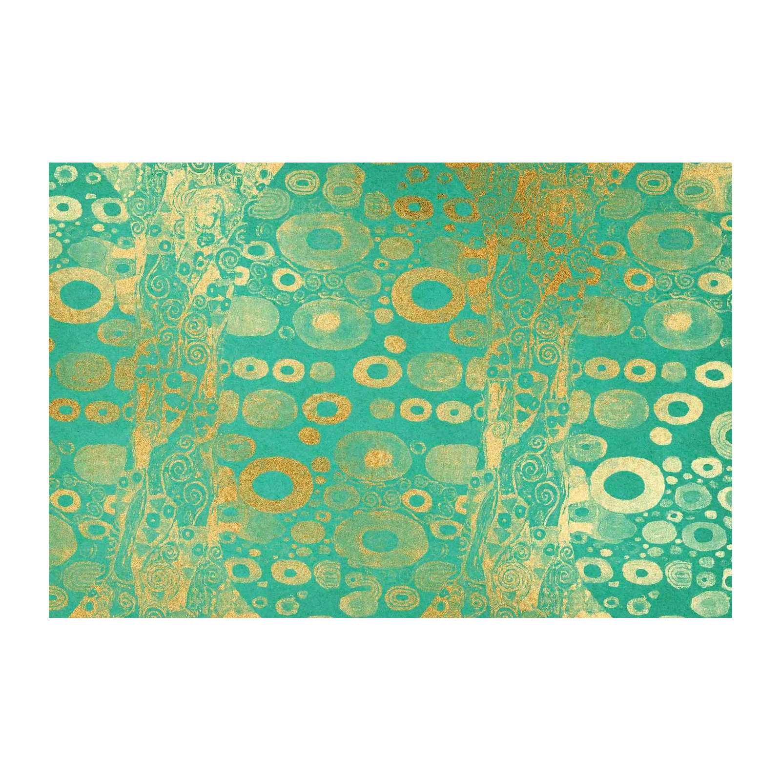 Gold Teal Circles Klimt Style Wall Art