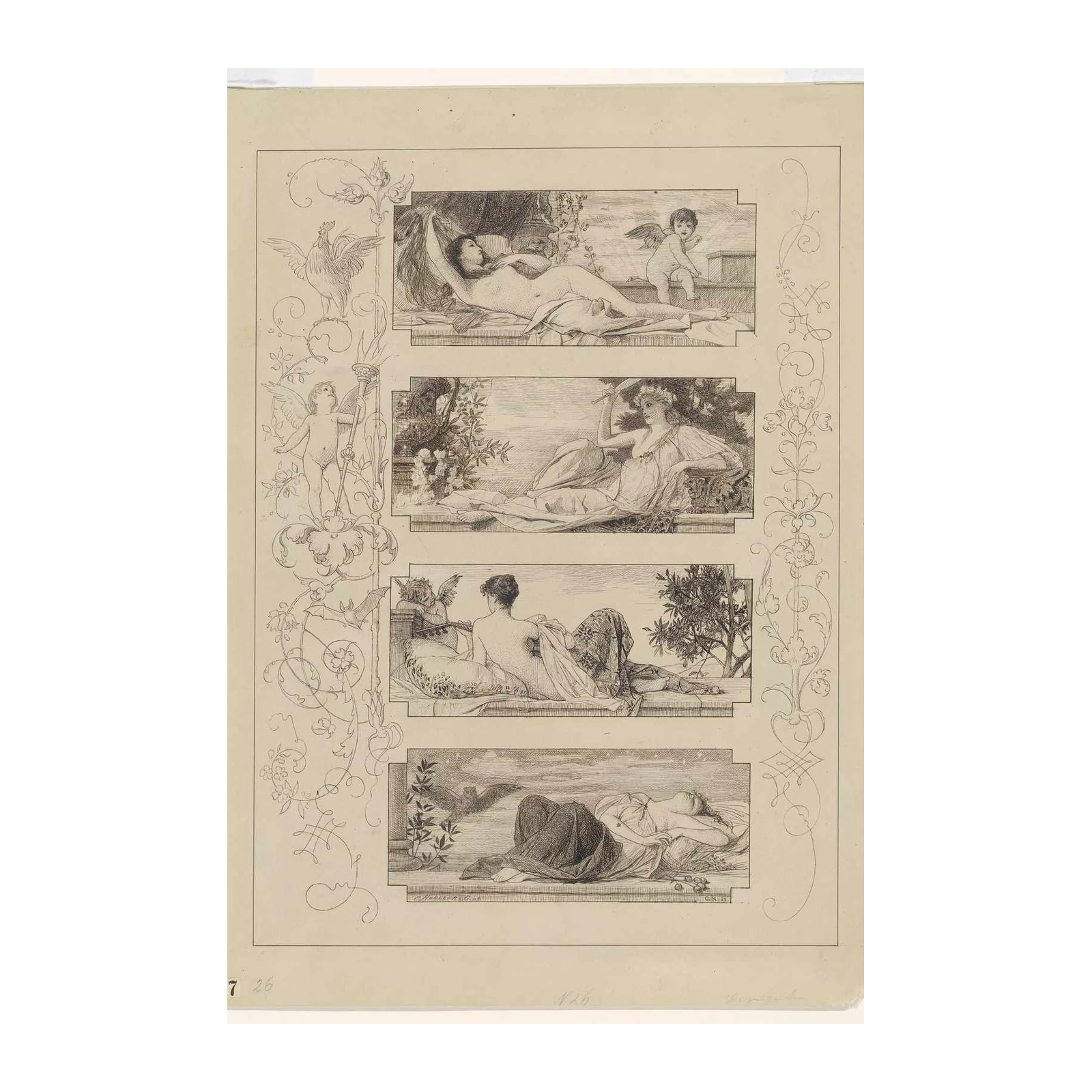 Allegorical Nudes & Cupids Wall Art
