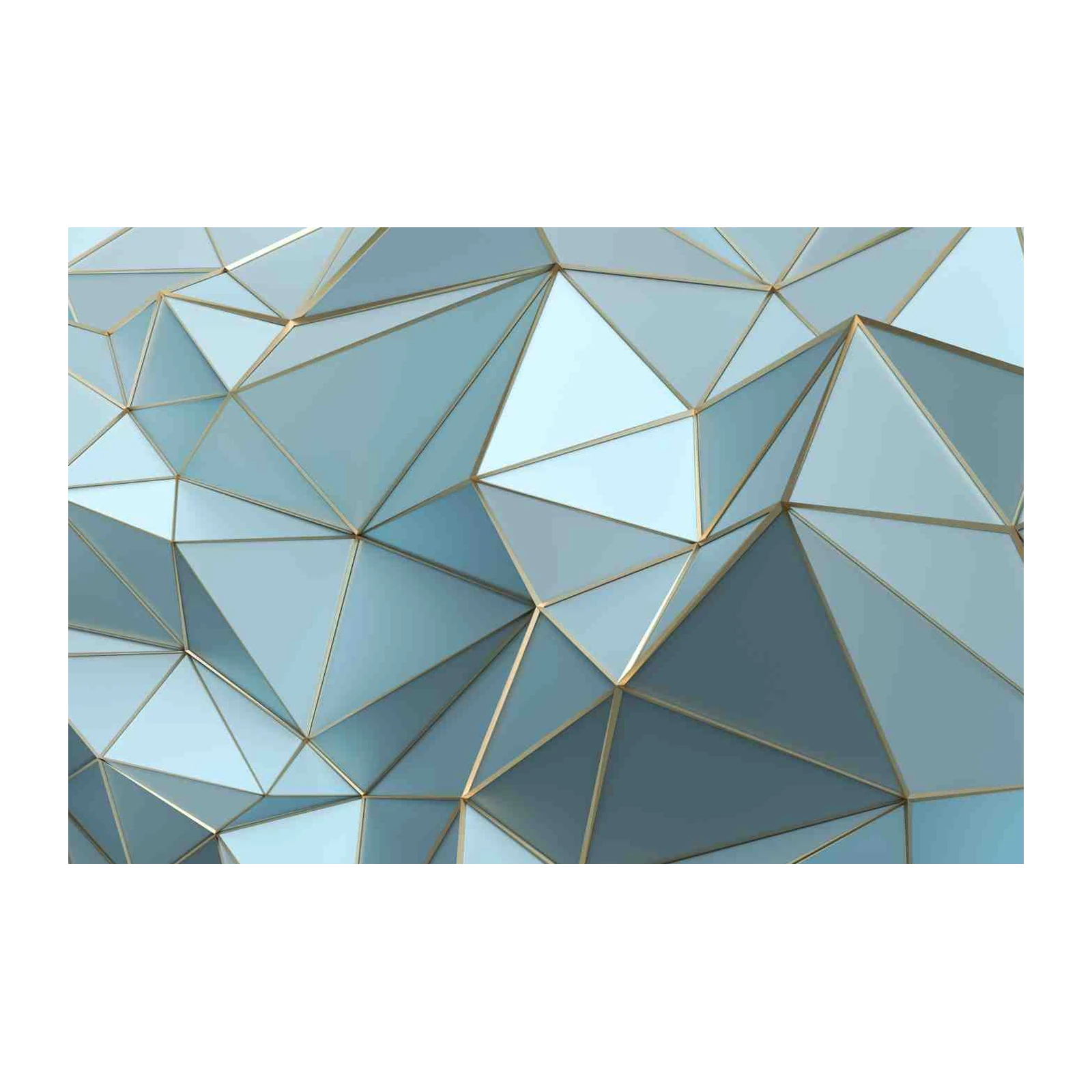 Abstract Geometric Blue Gold Wall Art