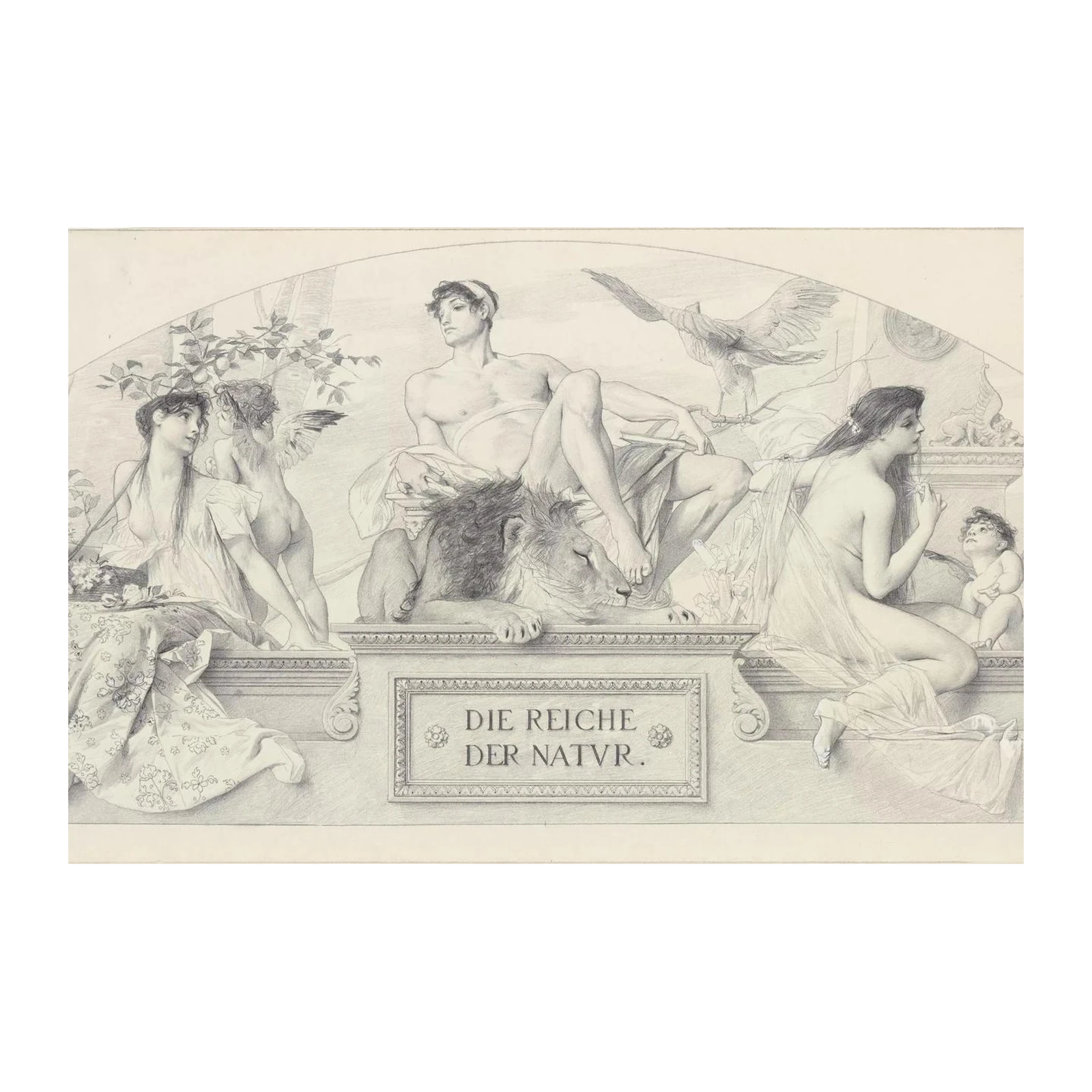 Neo-Classical Mythological Lion & Muse Wall Art