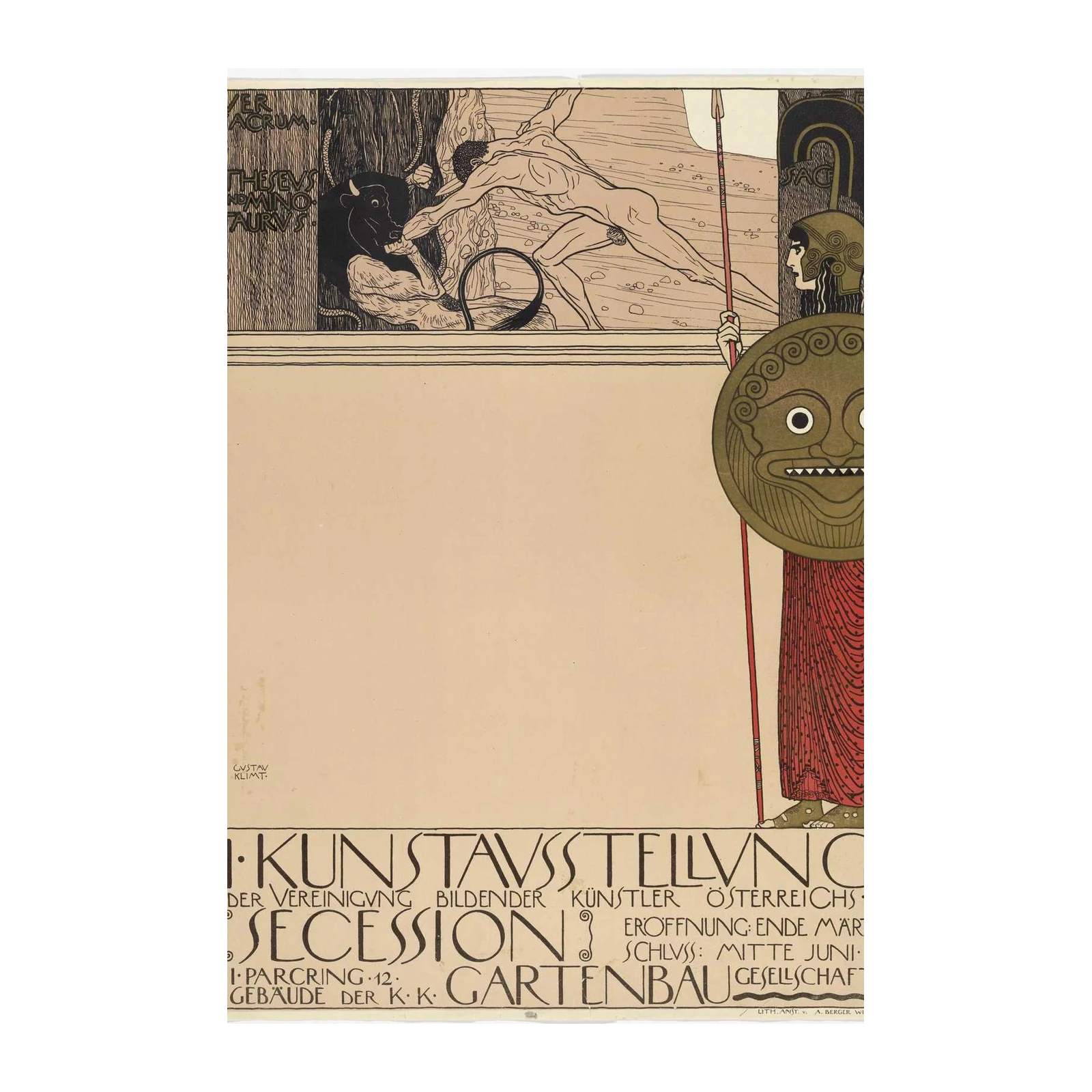 Gustav Klimt Secession Bull Fight Wall Art