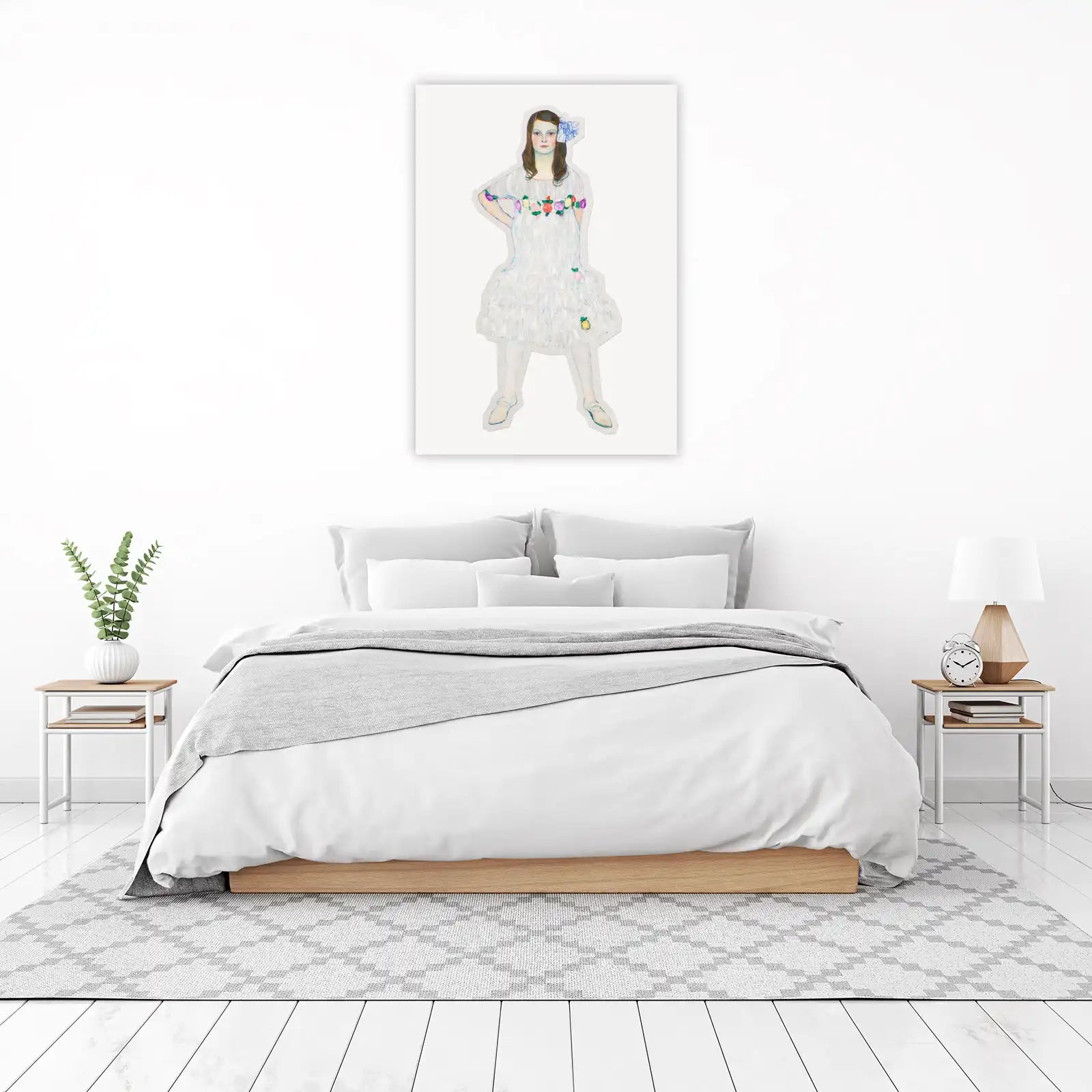 Victorian Girl Portrait Delicate Floral Wall Art