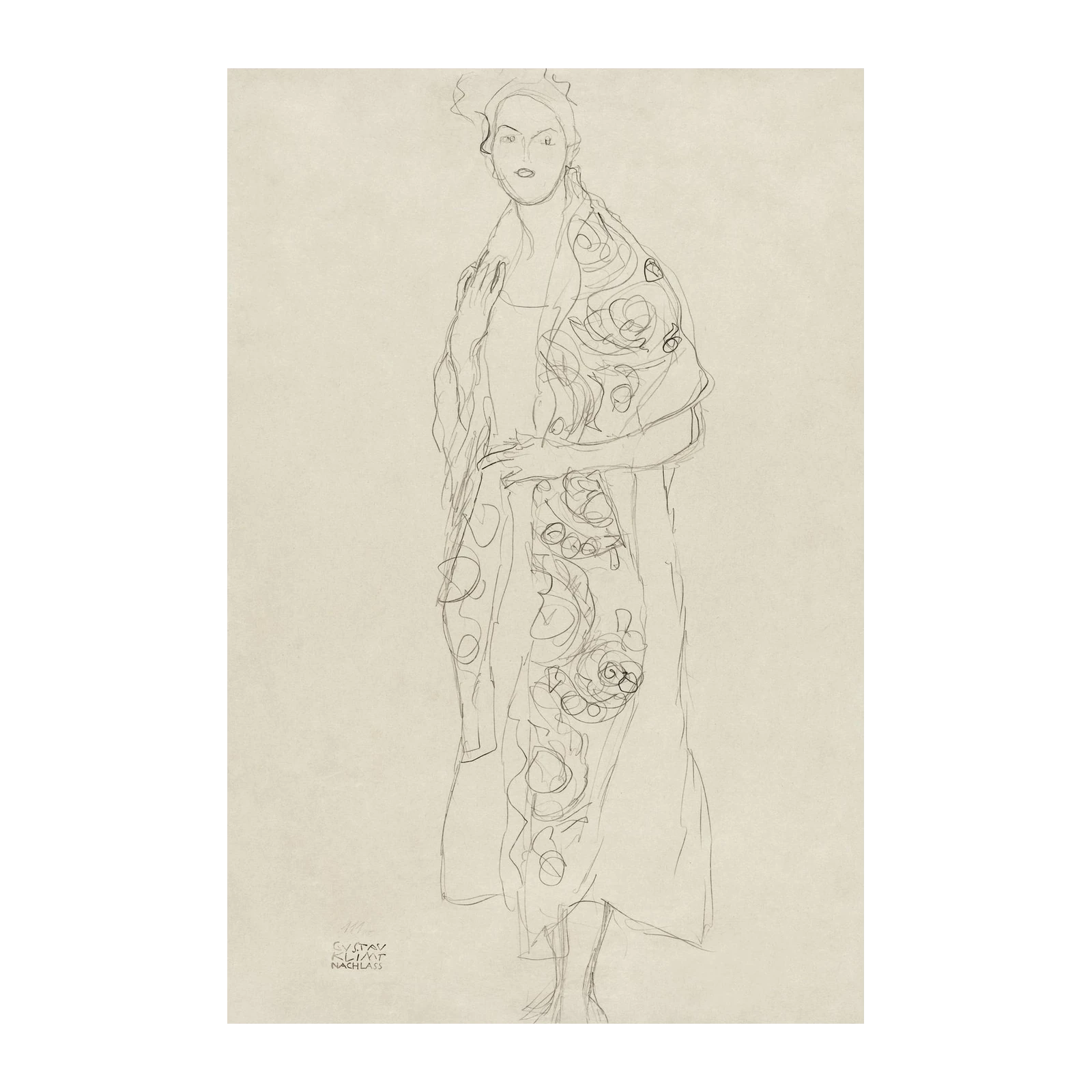 Gustav Klimt Inspired Figure Sketch Wall Art