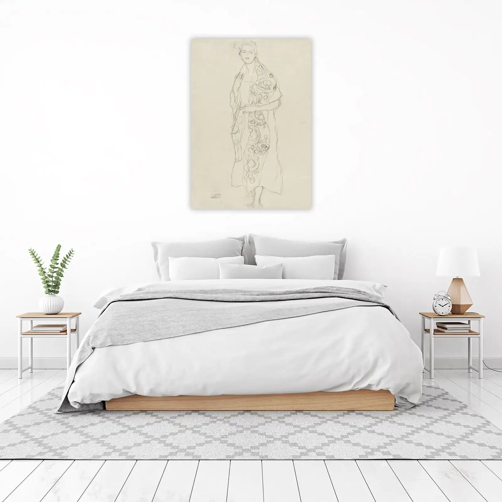 Gustav Klimt Inspired Figure Sketch Wall Art