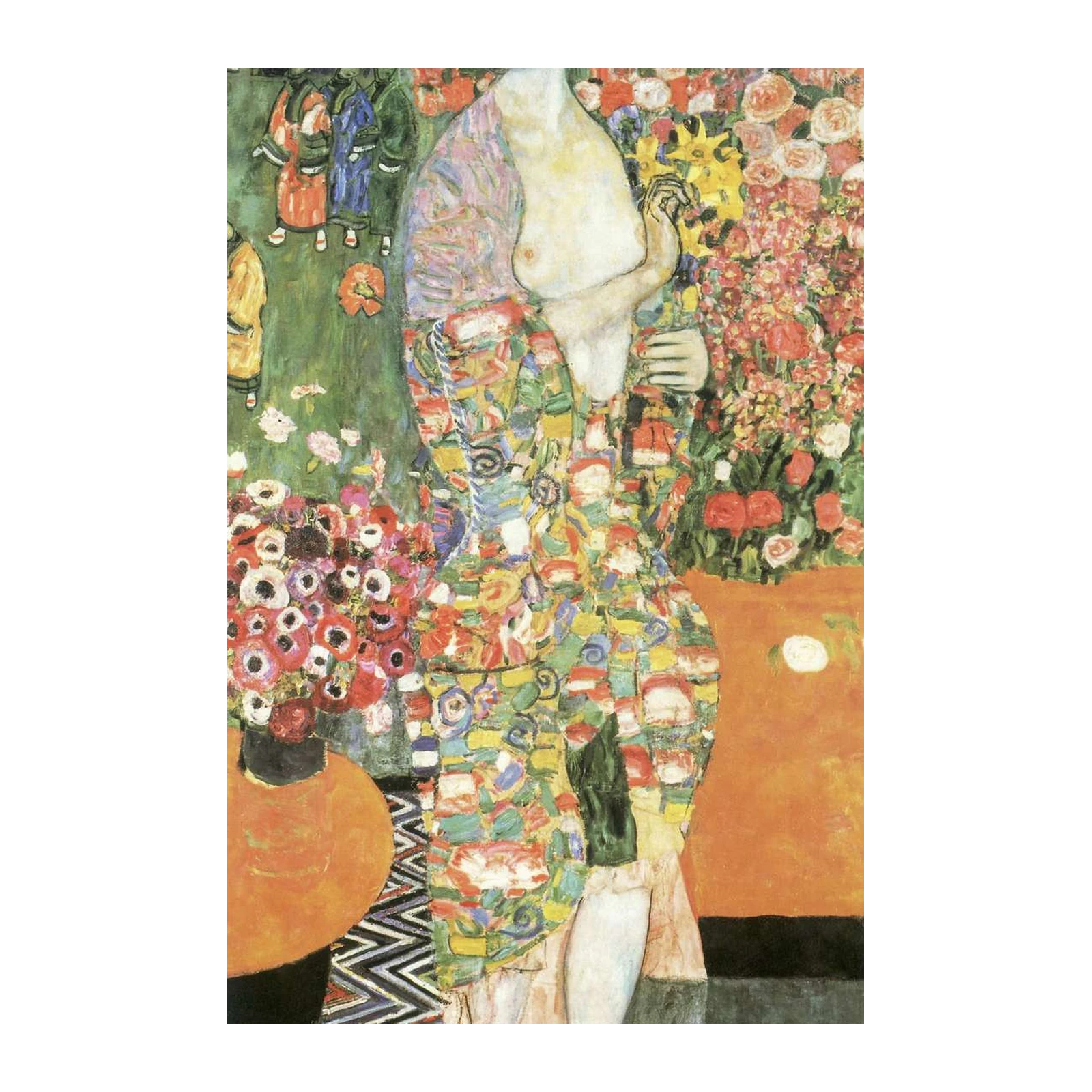 Vibrant Woman & Flowers Klimt Style Wall Art
