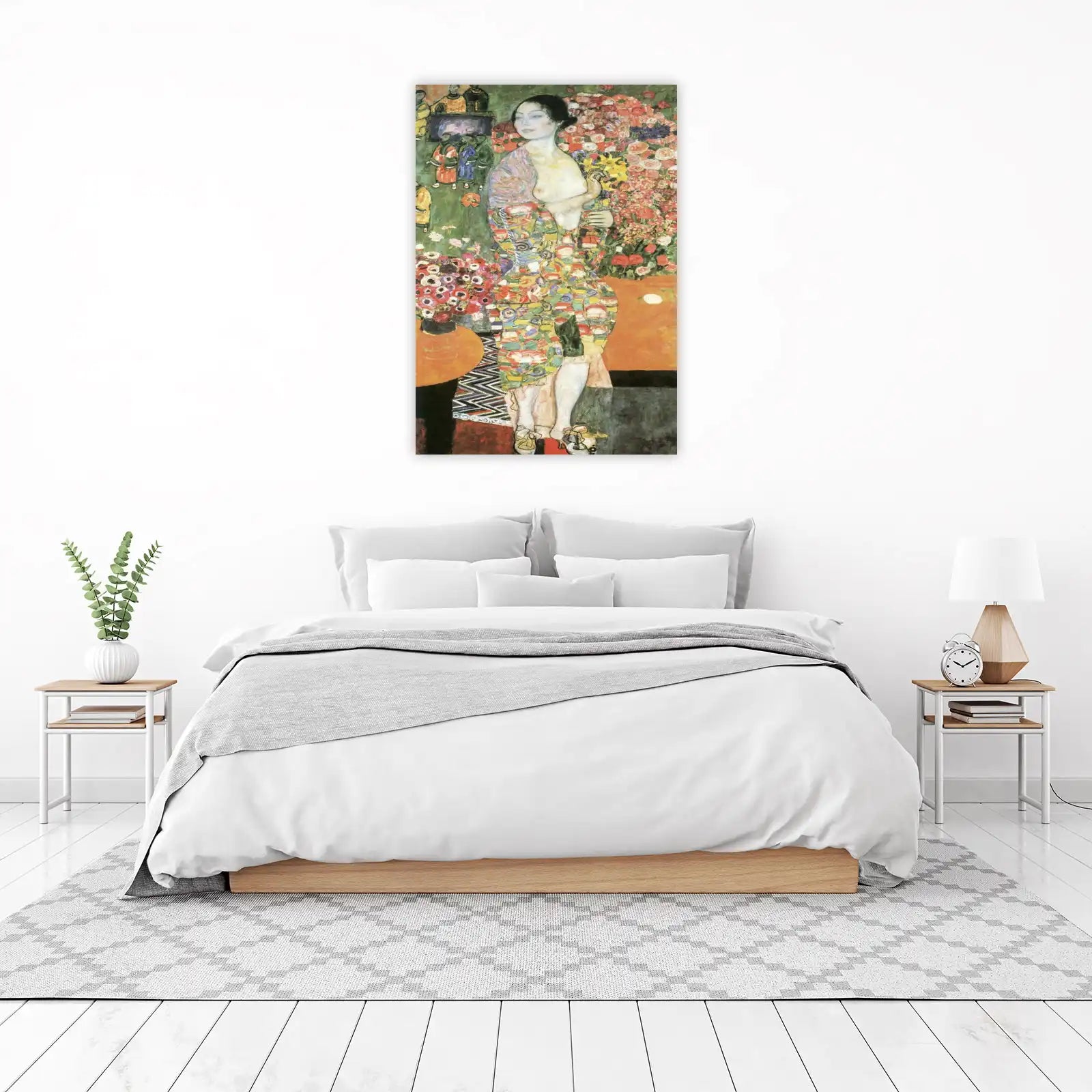 Vibrant Woman & Flowers Klimt Style Wall Art