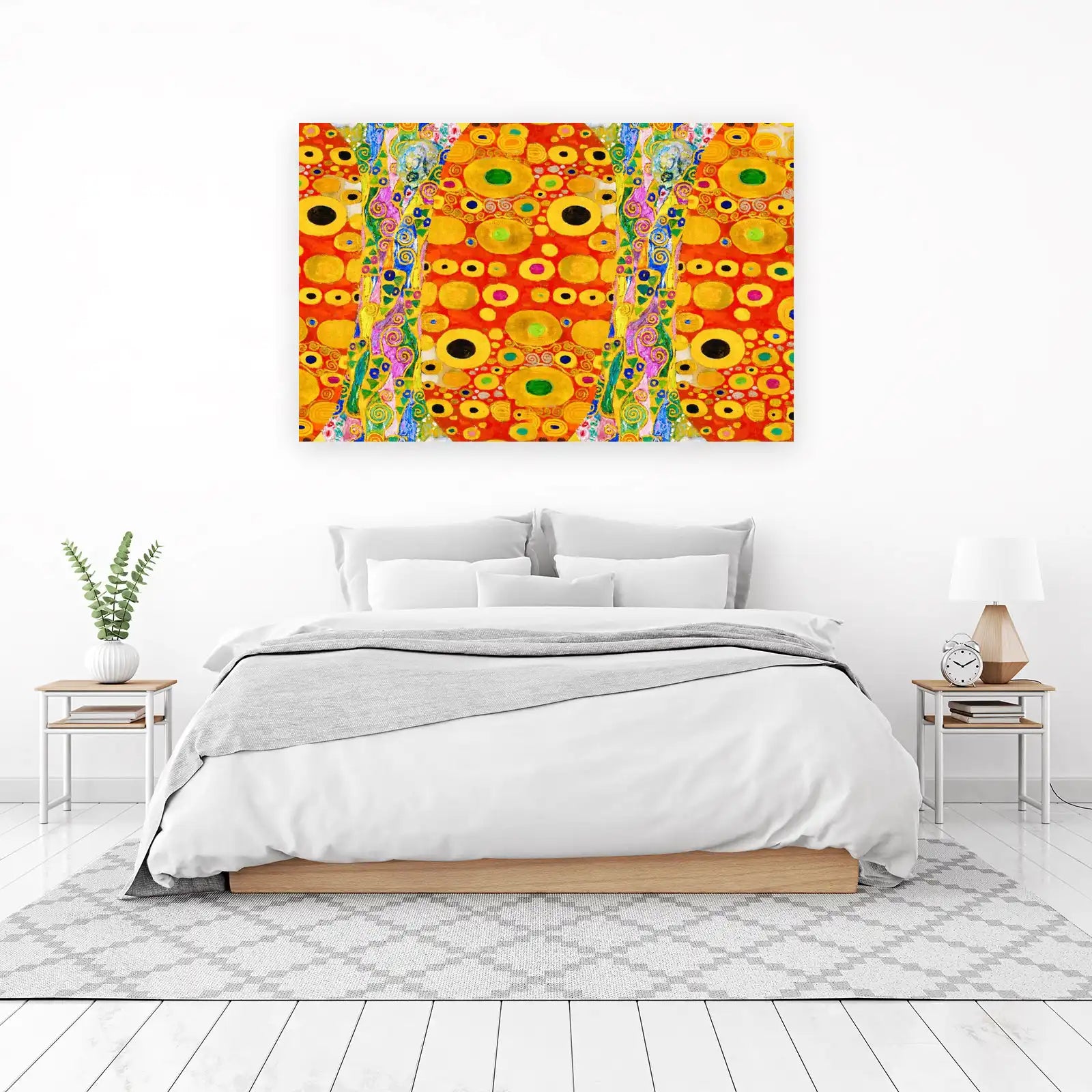 Gustav Klimt "The Kiss" Inspired Golden Floral Wall Art