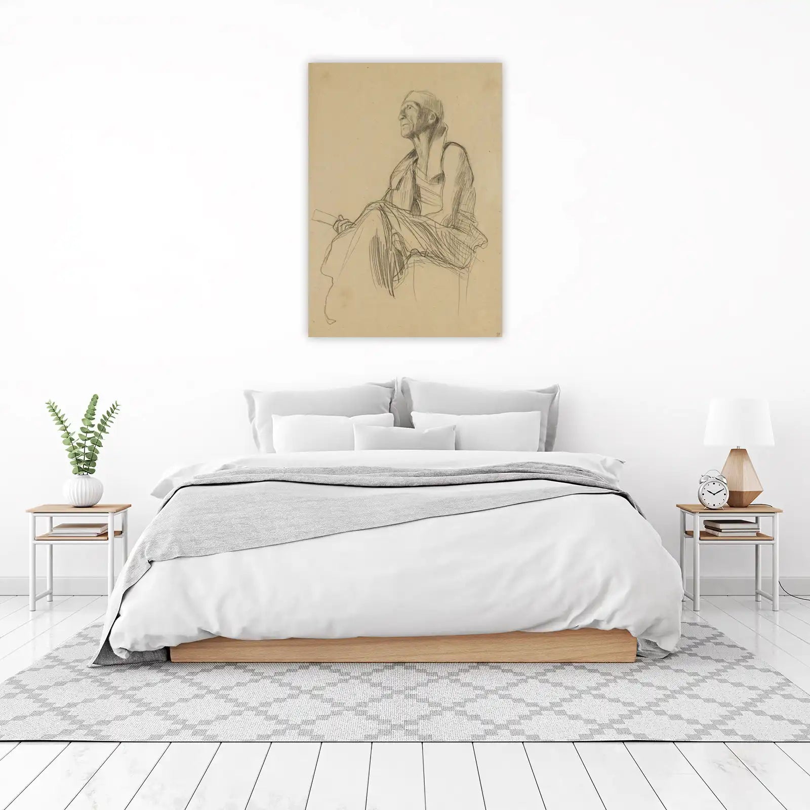 Expressive Figure Study Pencil Sketch Wall Art