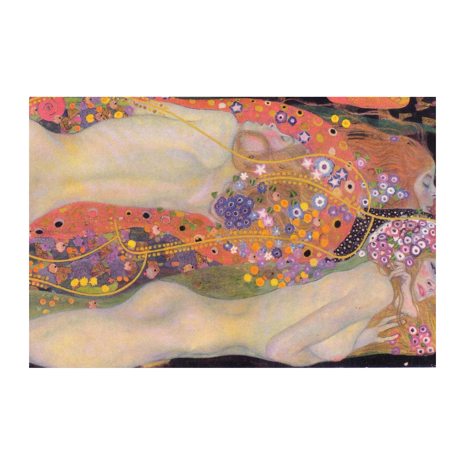 Art Nouveau Embrace Floral Nude Wall Art