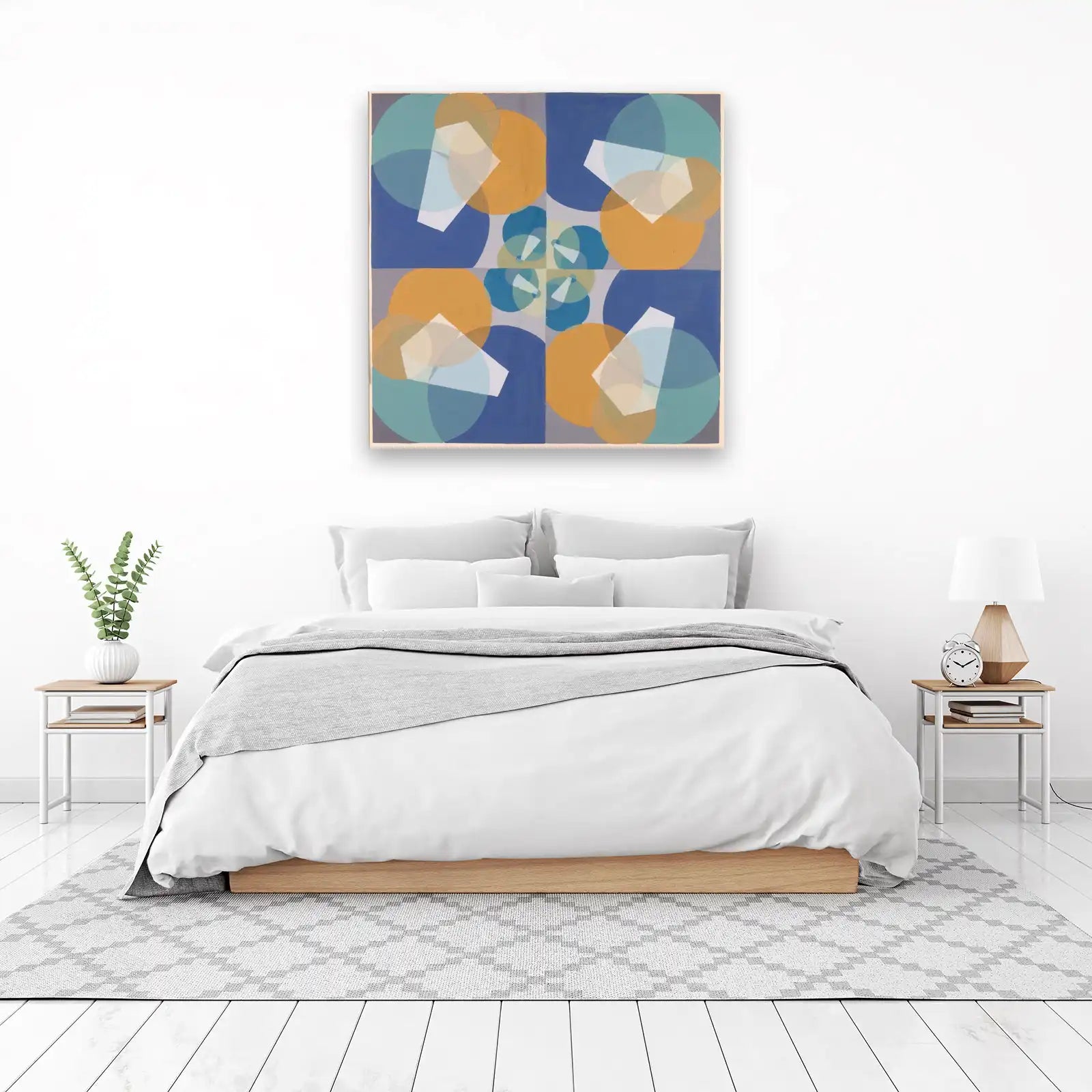 Geometric Harmony Blue & Gold Wall Art