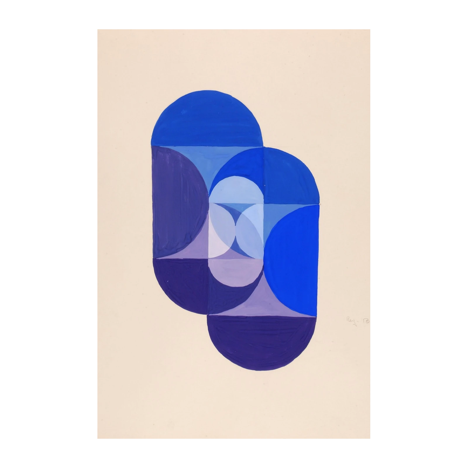 Abstract Geometric Blue Arch Wall Art