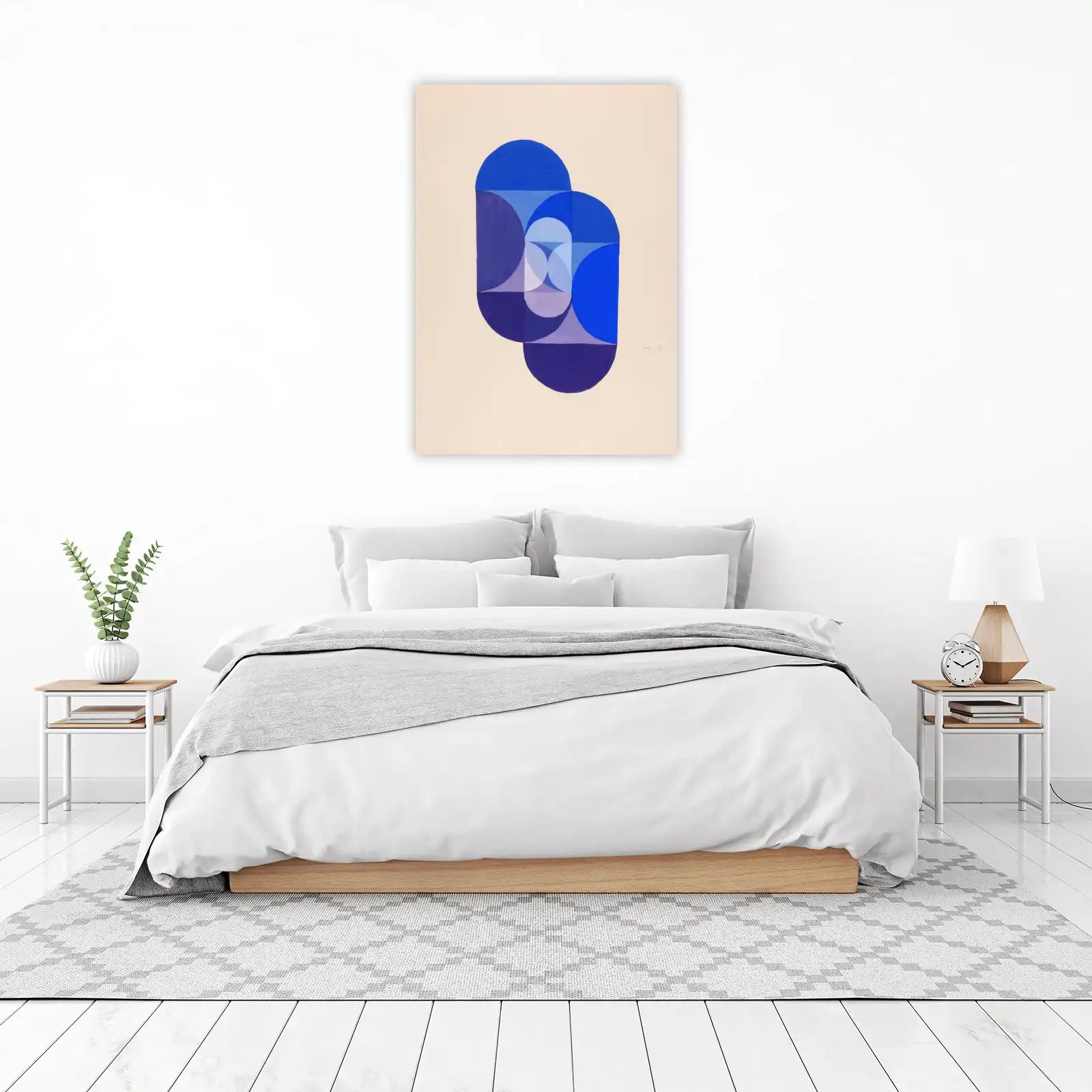Abstract Geometric Blue Arch Wall Art