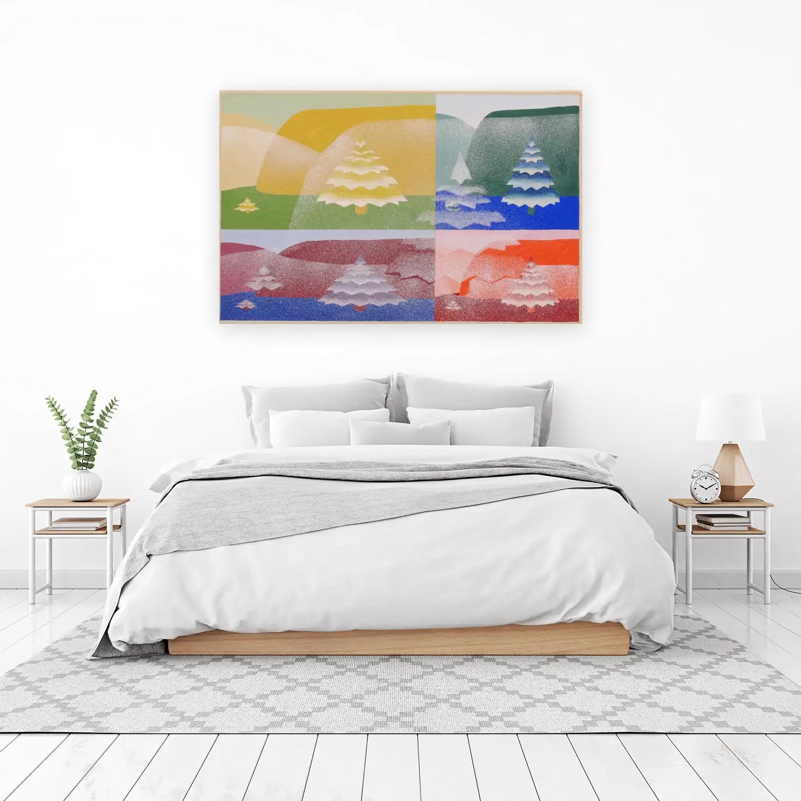 Vibrant Abstract Christmas Trees Wall Art