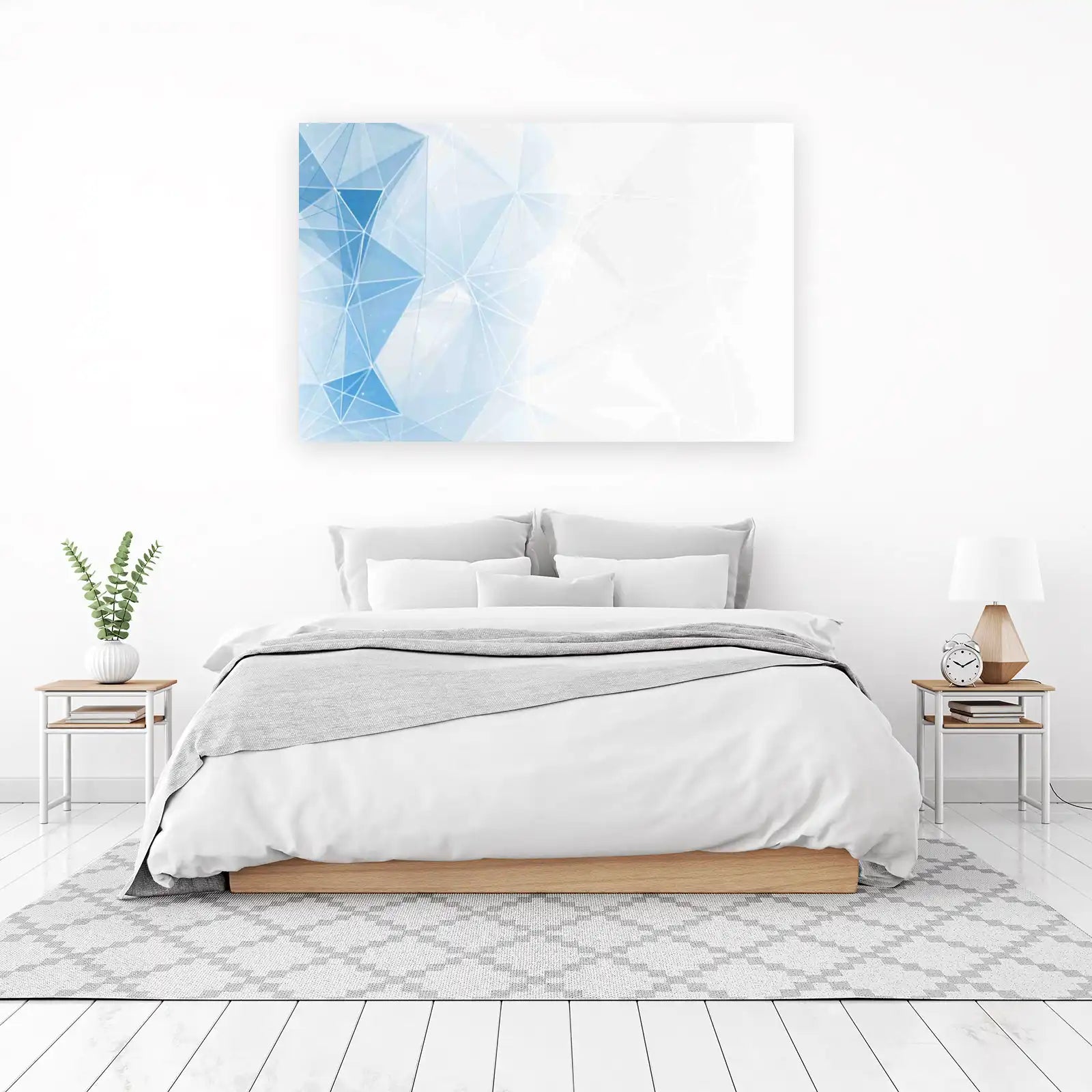 Abstract Blue Geometric Nebula Wall Art