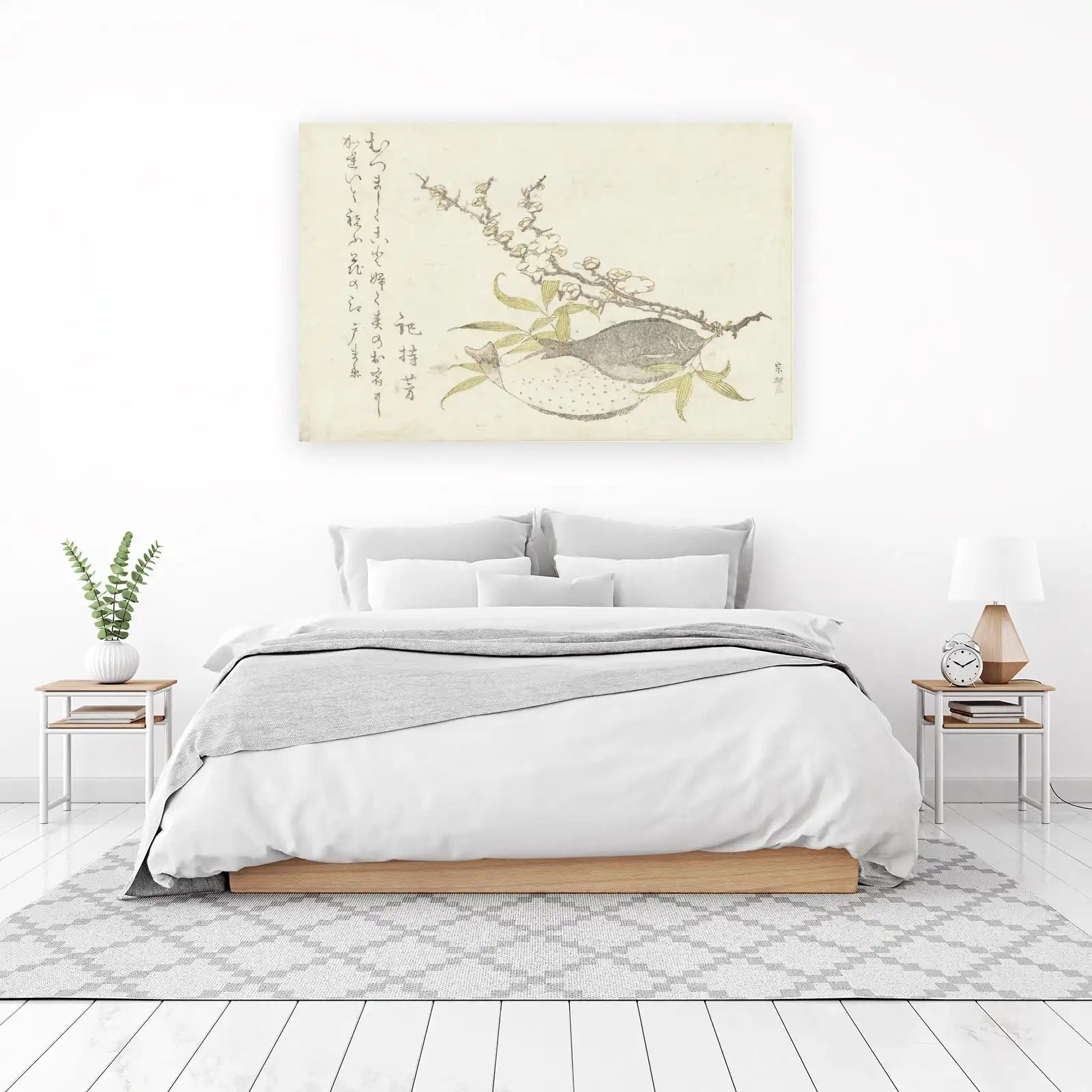 Pufferfish & Plum Blossom Japanese Art Wall Art