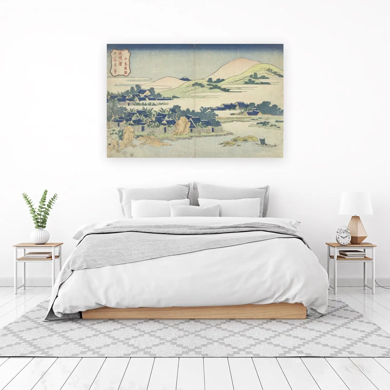 Serene Japanese Village Scenic Wall Art